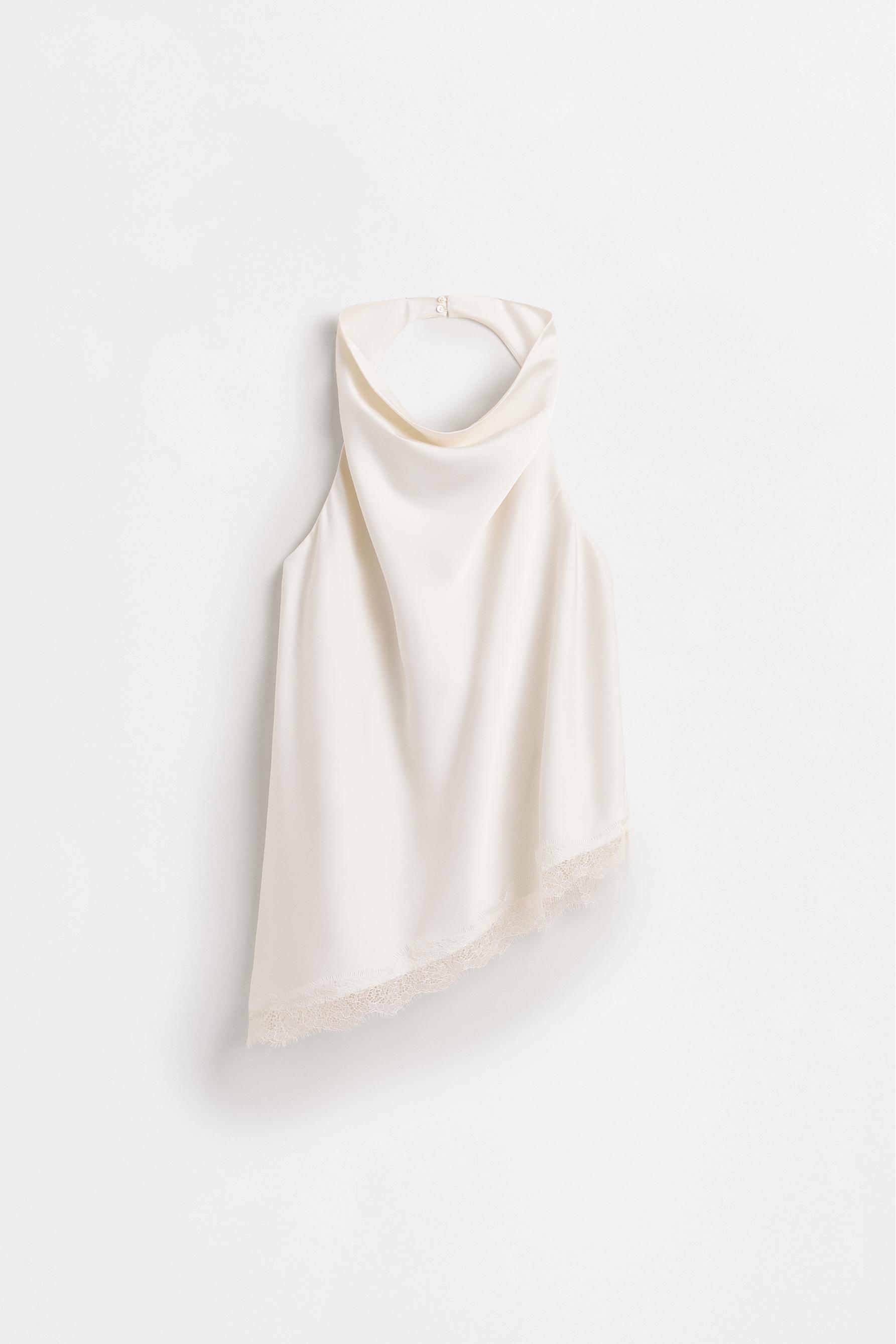 Satin halter top — ECRU