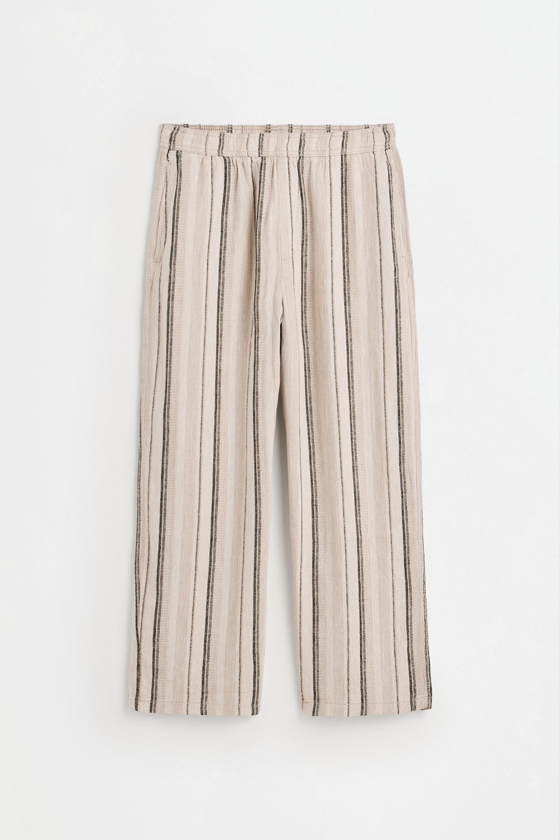 Rustic linen-blend trousers — BEIGE