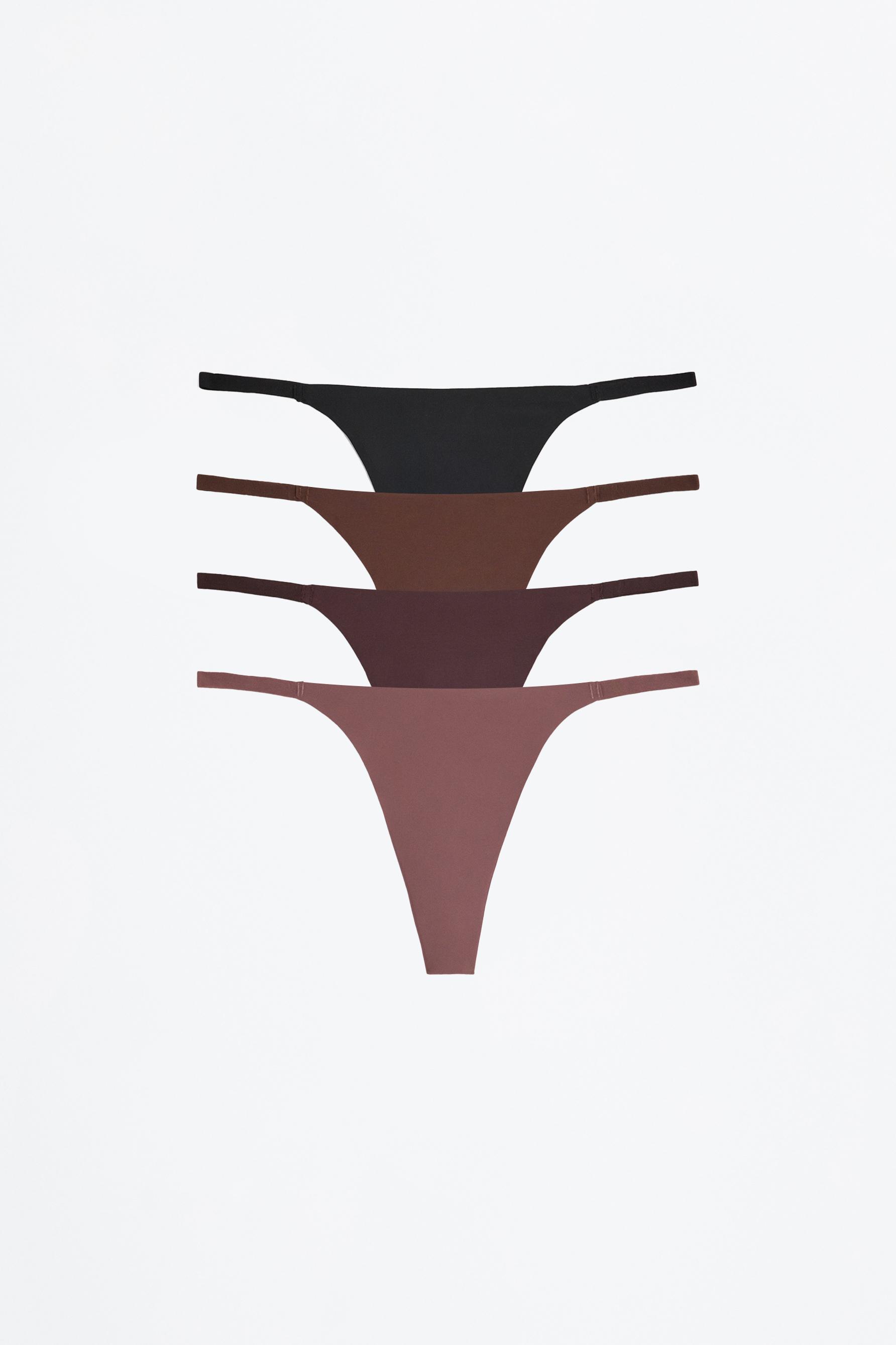 4-pack microfibre thongs — DARK BROWN