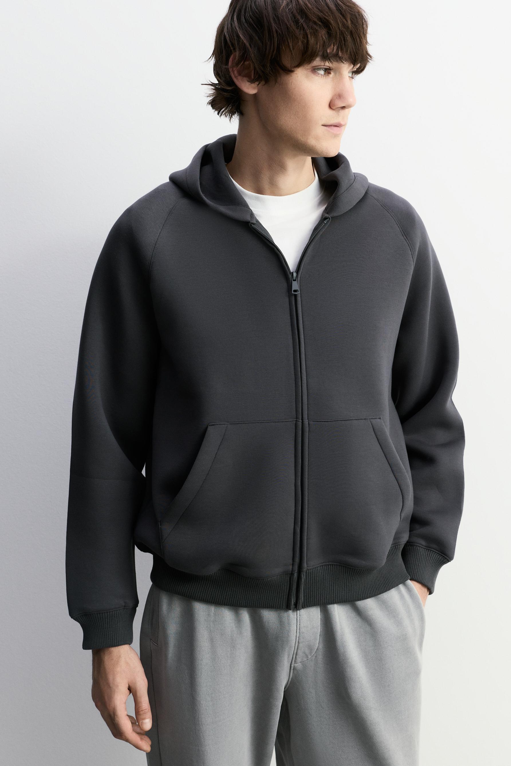 Sudadera cremallera efecto neopreno