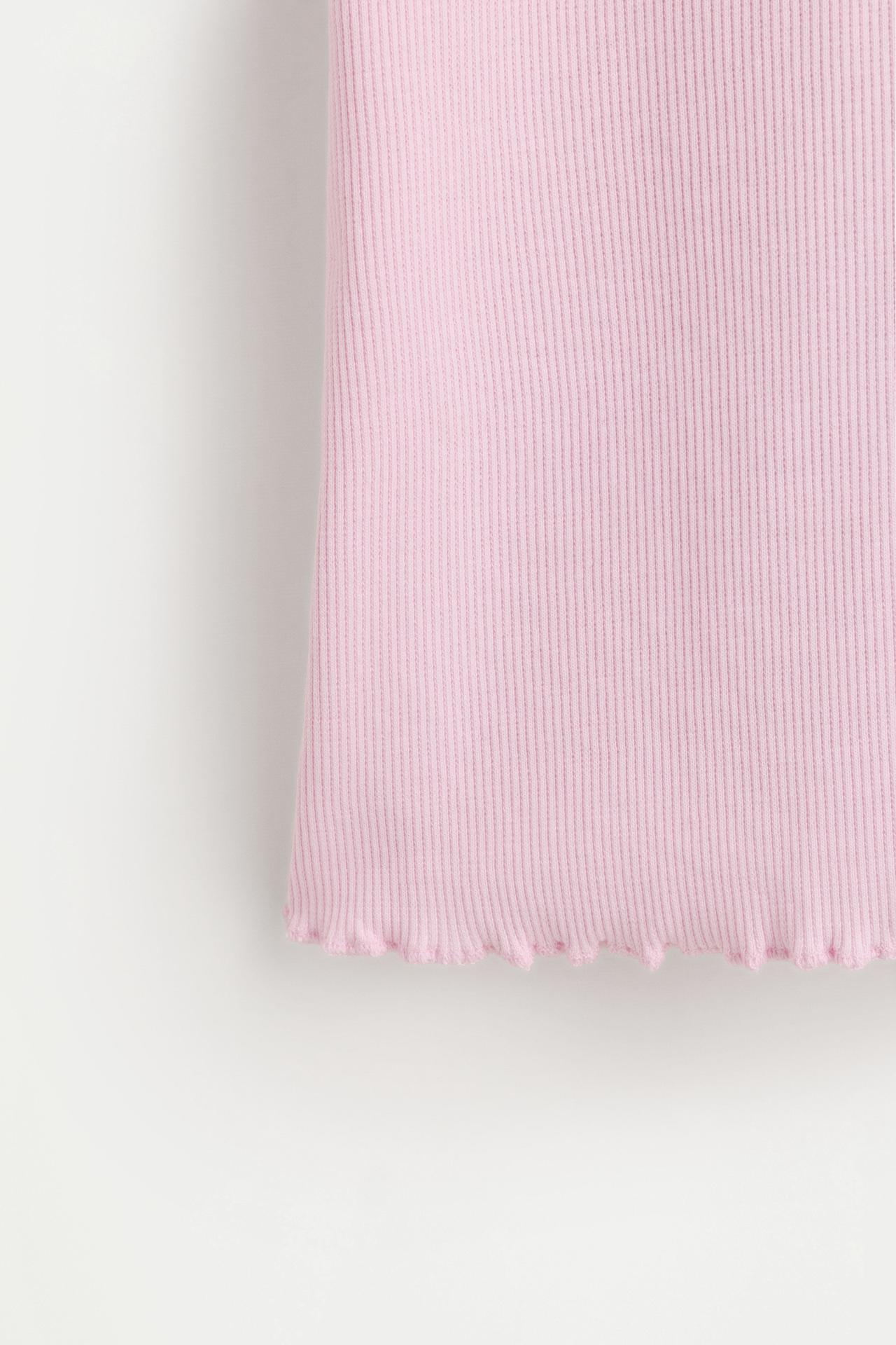 Embroidered ribbed T-shirt — PINK