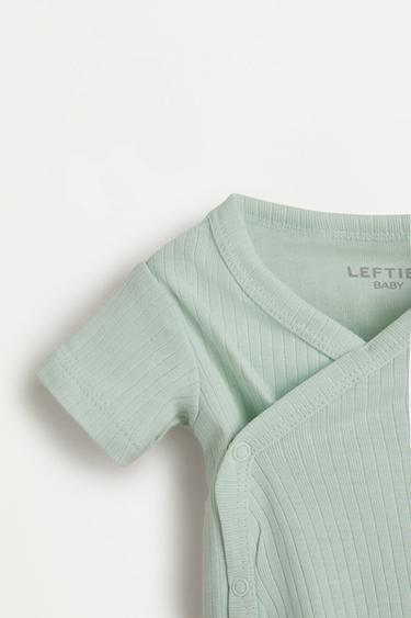 Pack of 2 ribbed crossover bodysuits — WATER GREEN 4