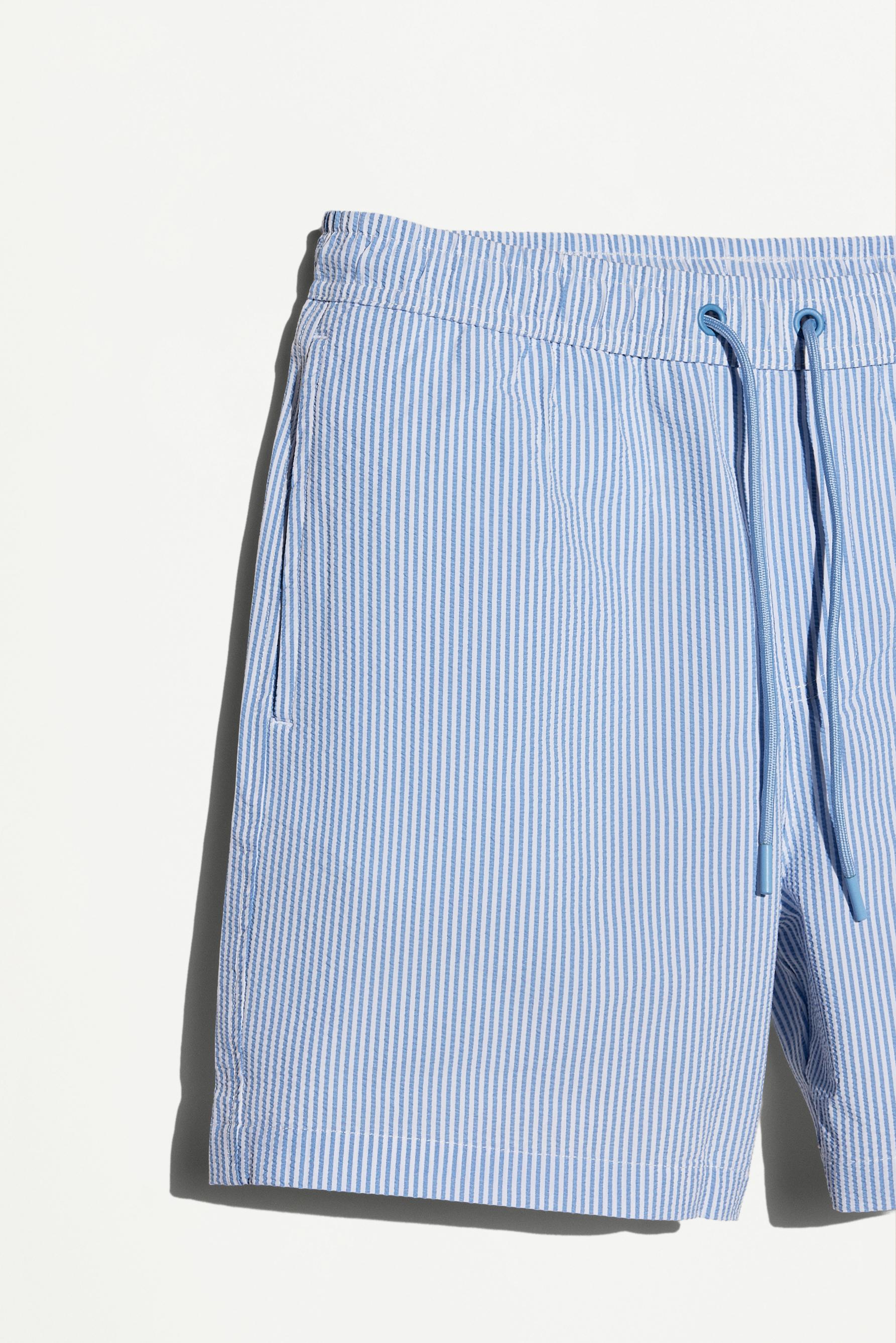 Regular fit seersucker swim shorts — BLUE
