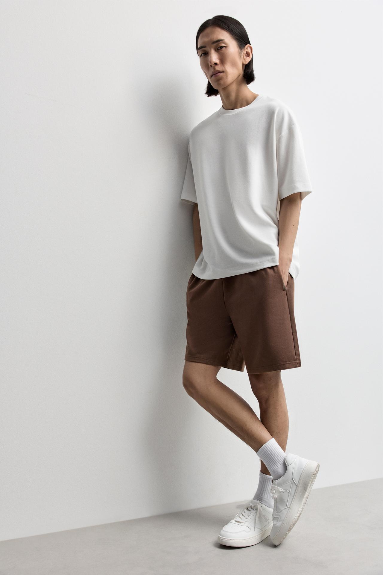 Basic tracksuit Bermuda shorts — BROWN