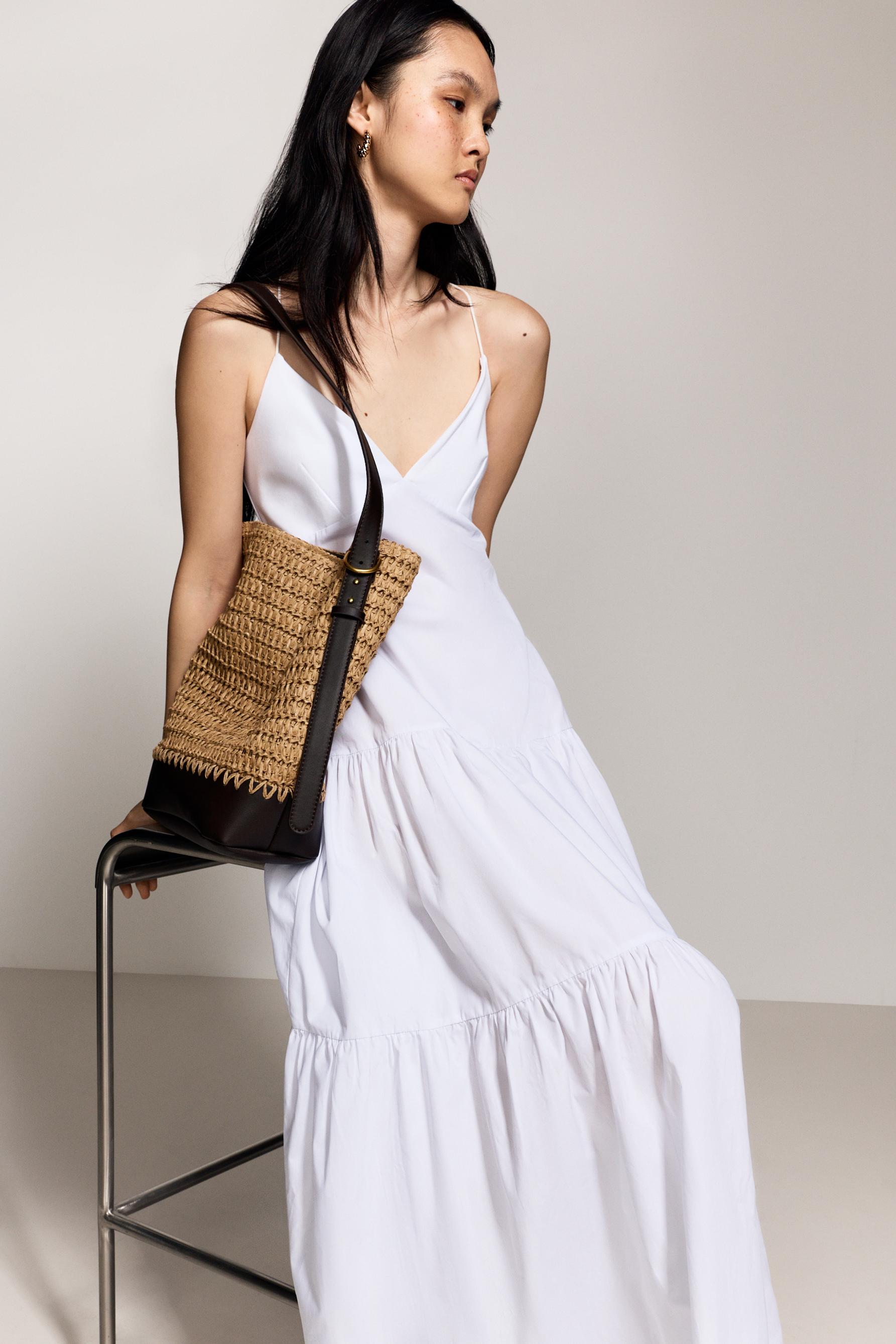 Midi dress with straps — WHITE