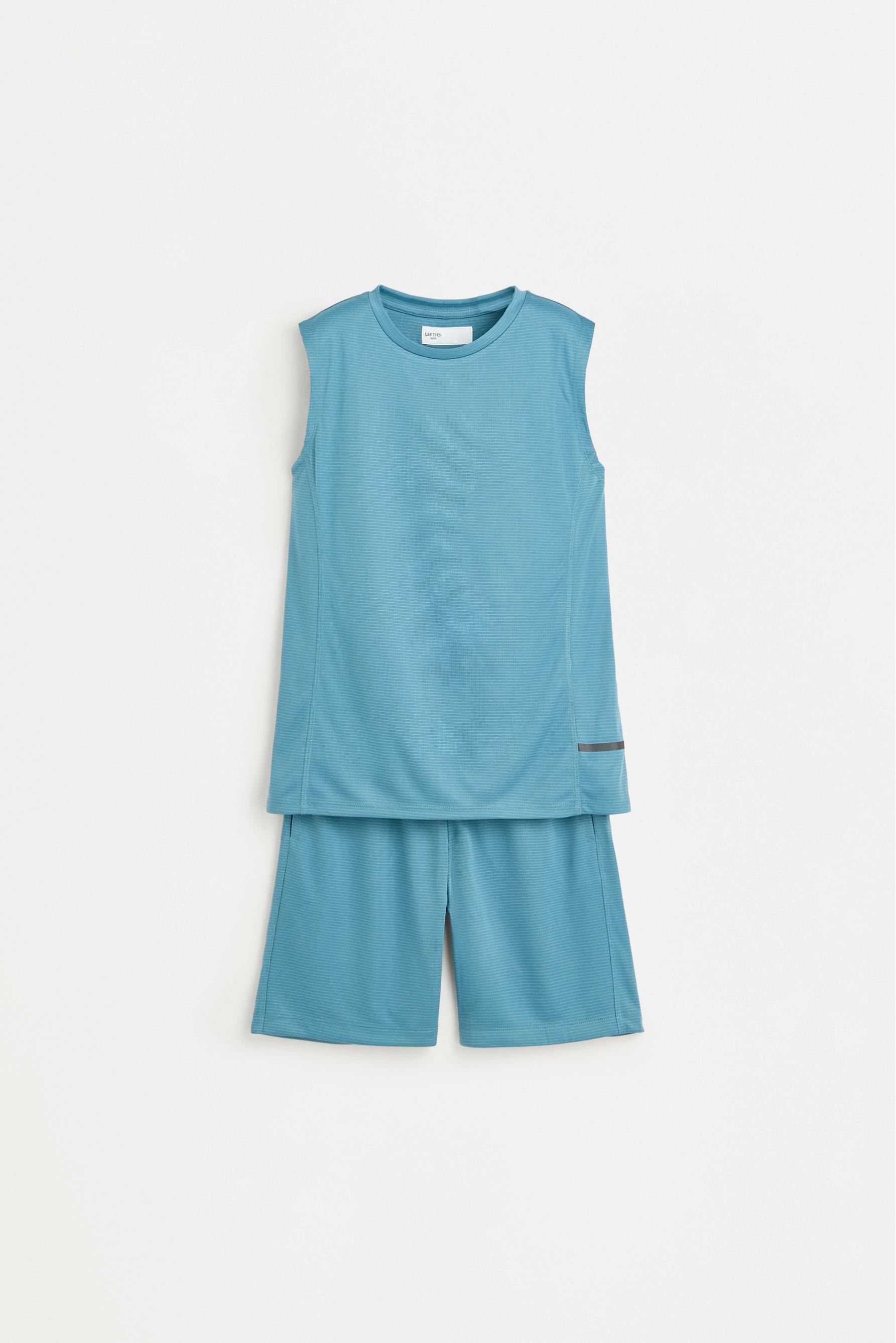 Sleeveless sports co-ord with Bermuda shorts — FADED PETROL BLUE