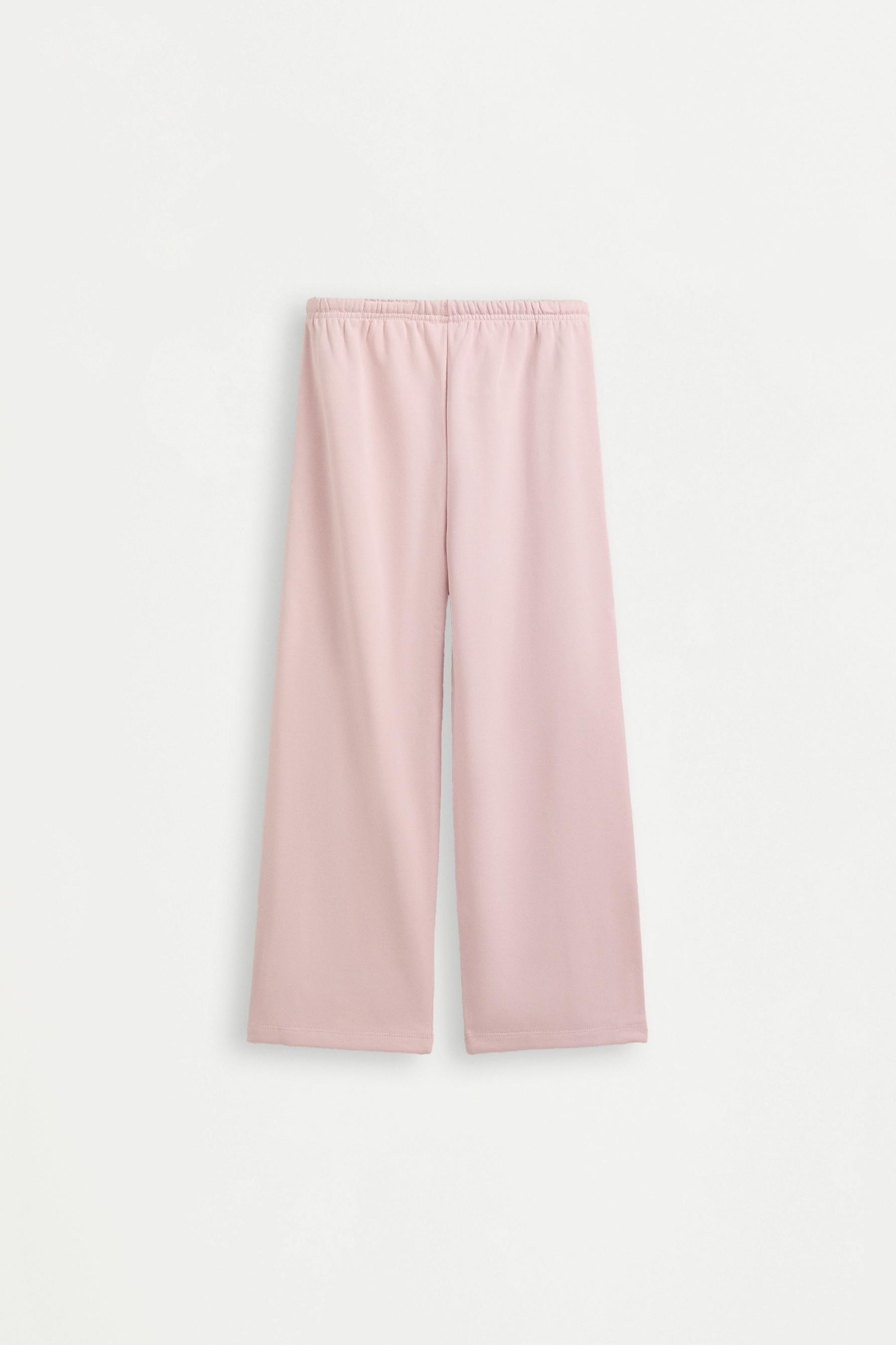 Wide-leg plush trousers — PASTEL PINK