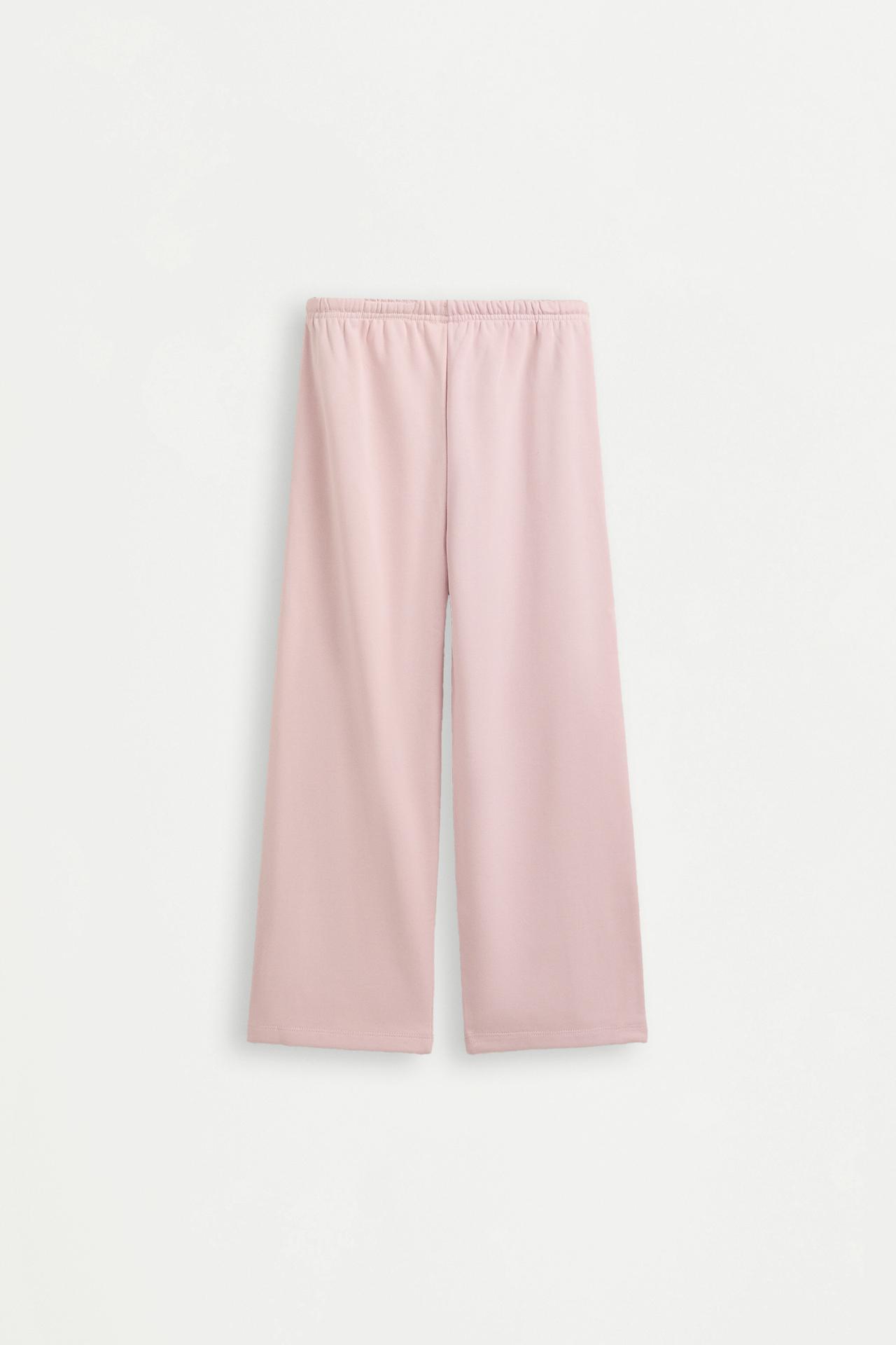 Wide-leg plush trousers — PASTEL PINK