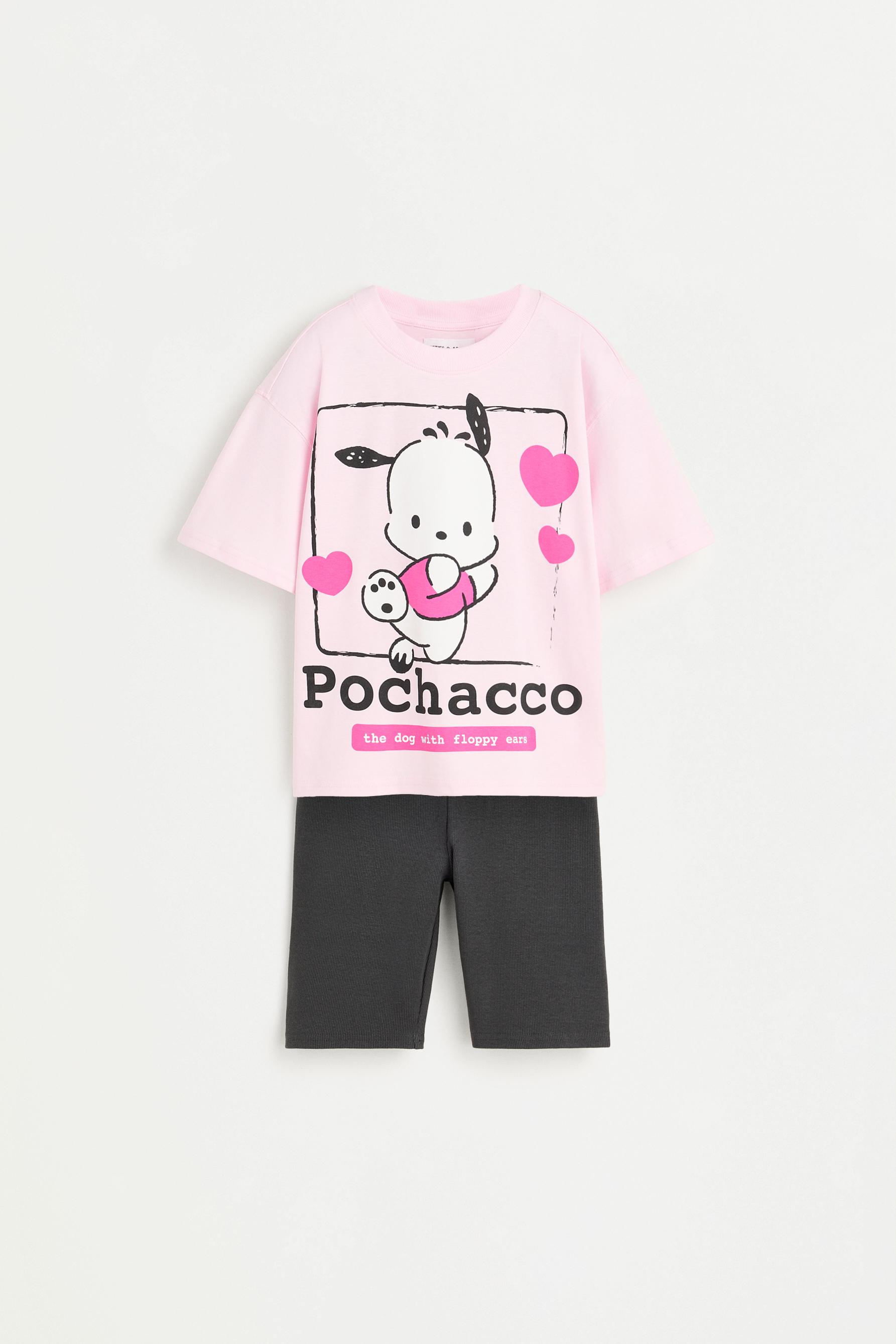 Pochacco ©SANRIO T-shirt and cycling leggings set — PALE PINK