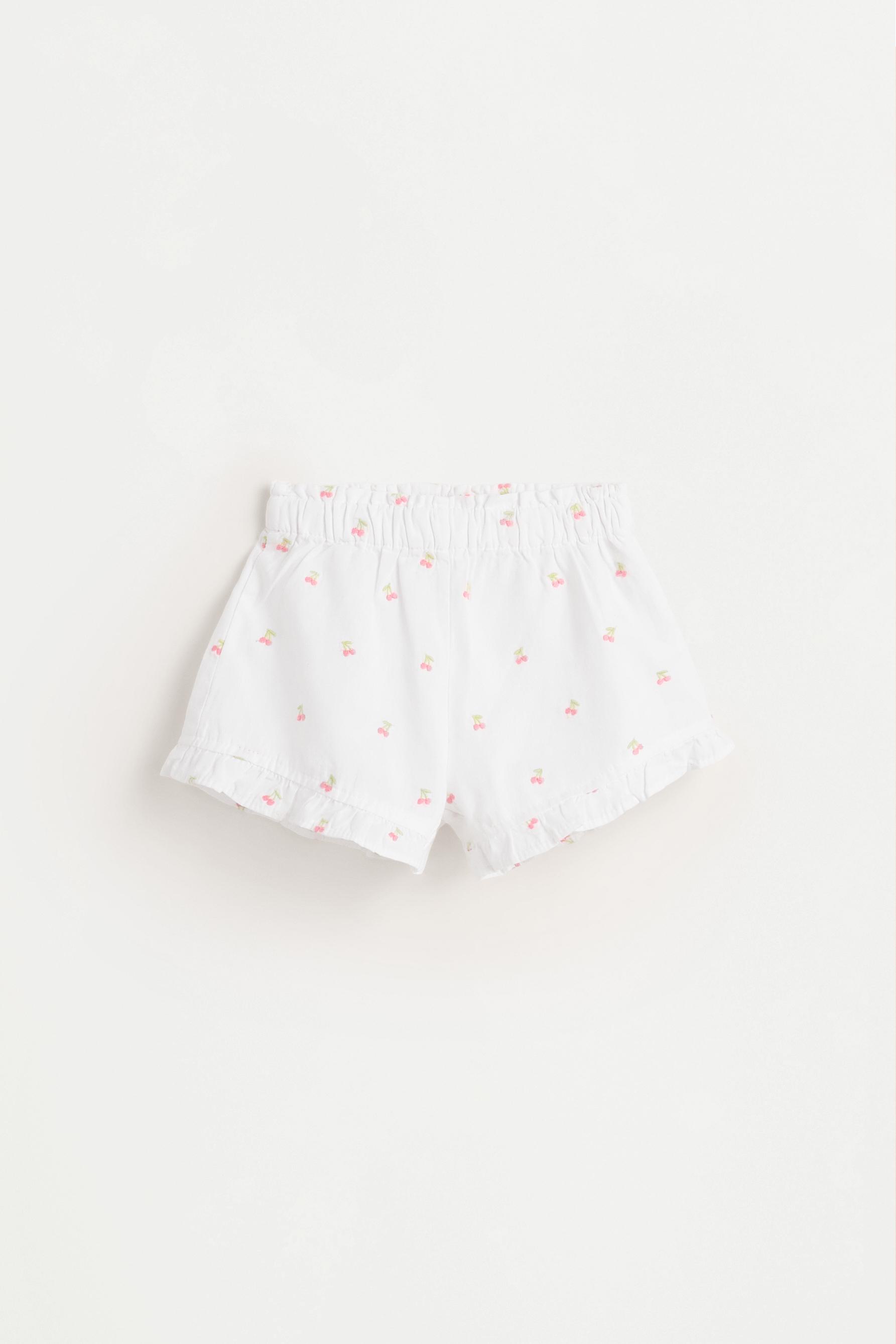 Cherry embroidered blouse and shorts co-ord — WHITE