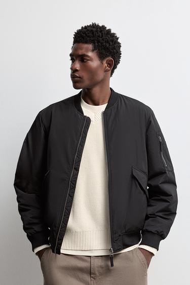 Quilted bomber jacket — BLACK 1