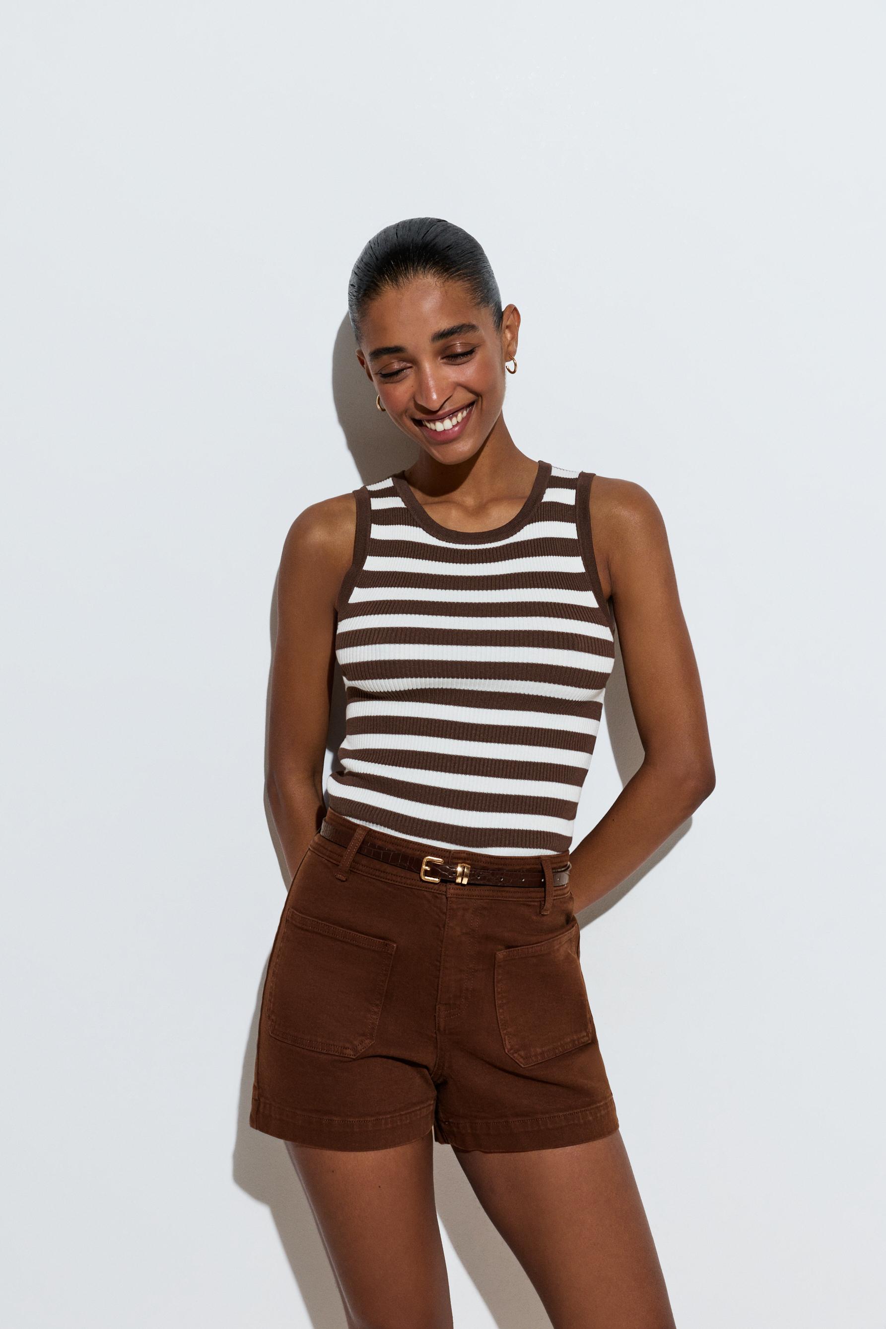 Bermuda shorts with belt — BROWN MARL