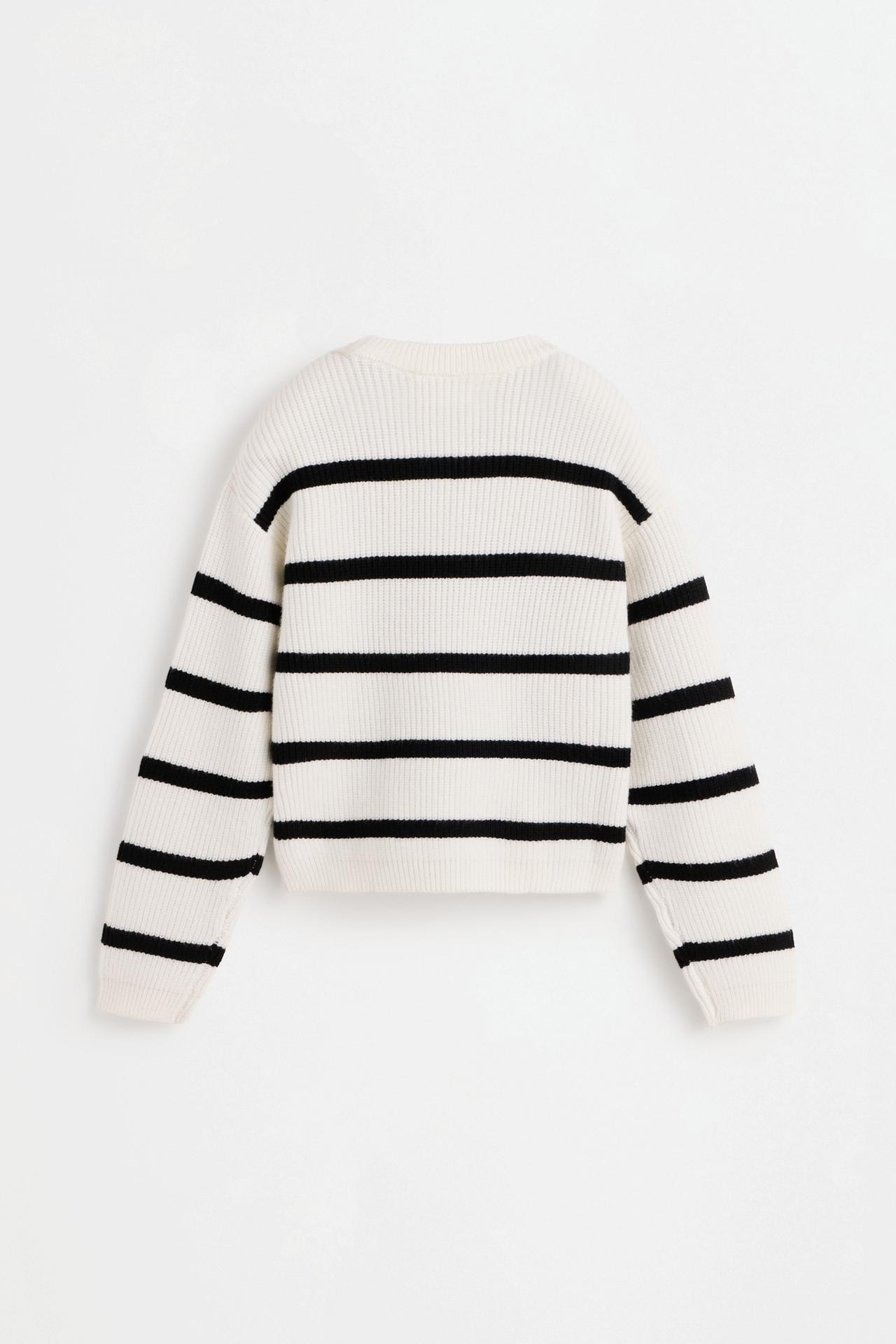 Striped knit sweater — ECRU/BLACK