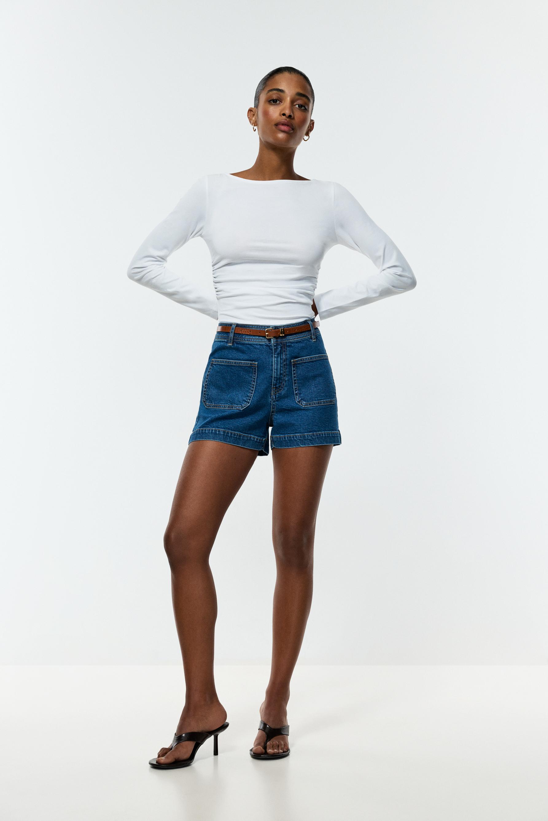 Bermuda shorts with belt — PALE INDIGO