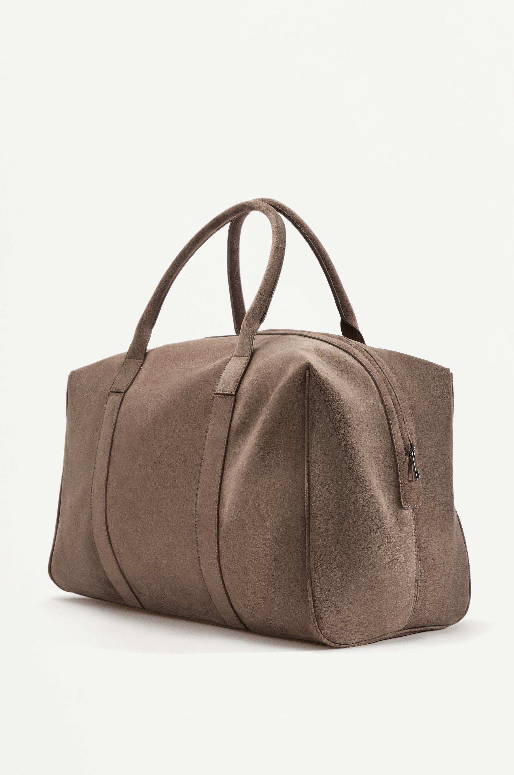 Split Suede Effect Bowling Bag EDITION — KHAKI