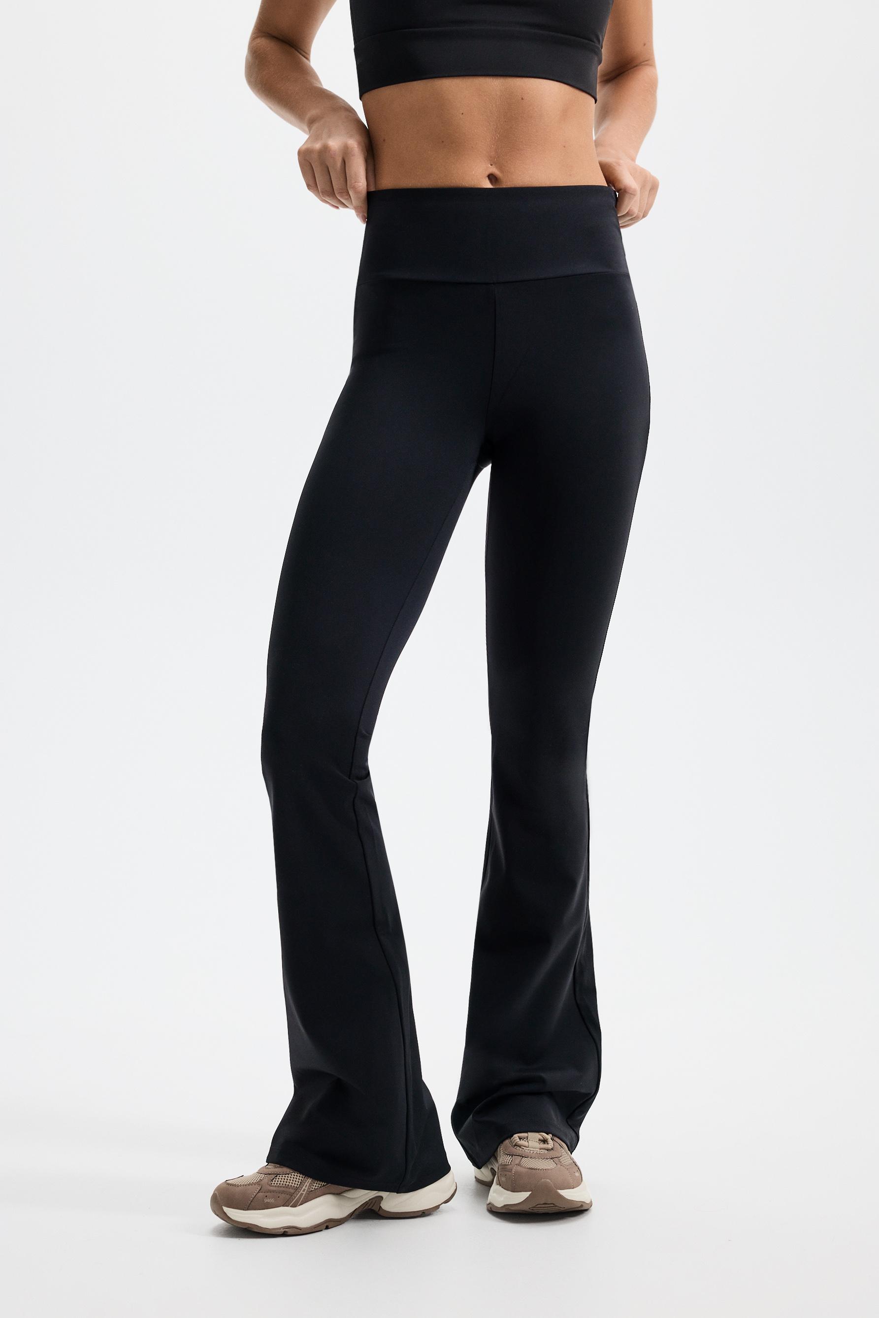 Basic bell bottom sports leggings — BLACK