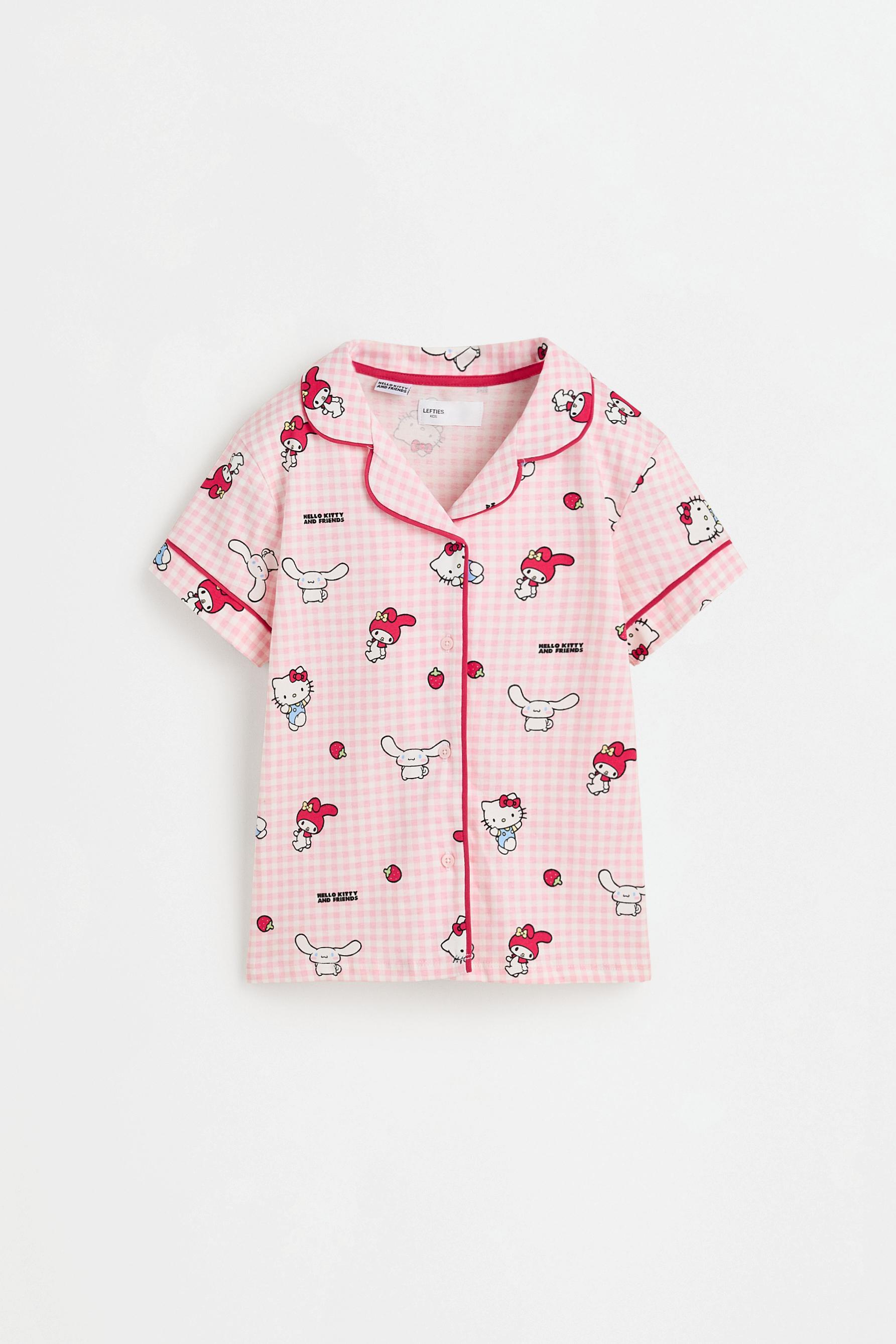 Hello Kitty ©SANRIO shirt-style pyjama set with eye mask — PINK