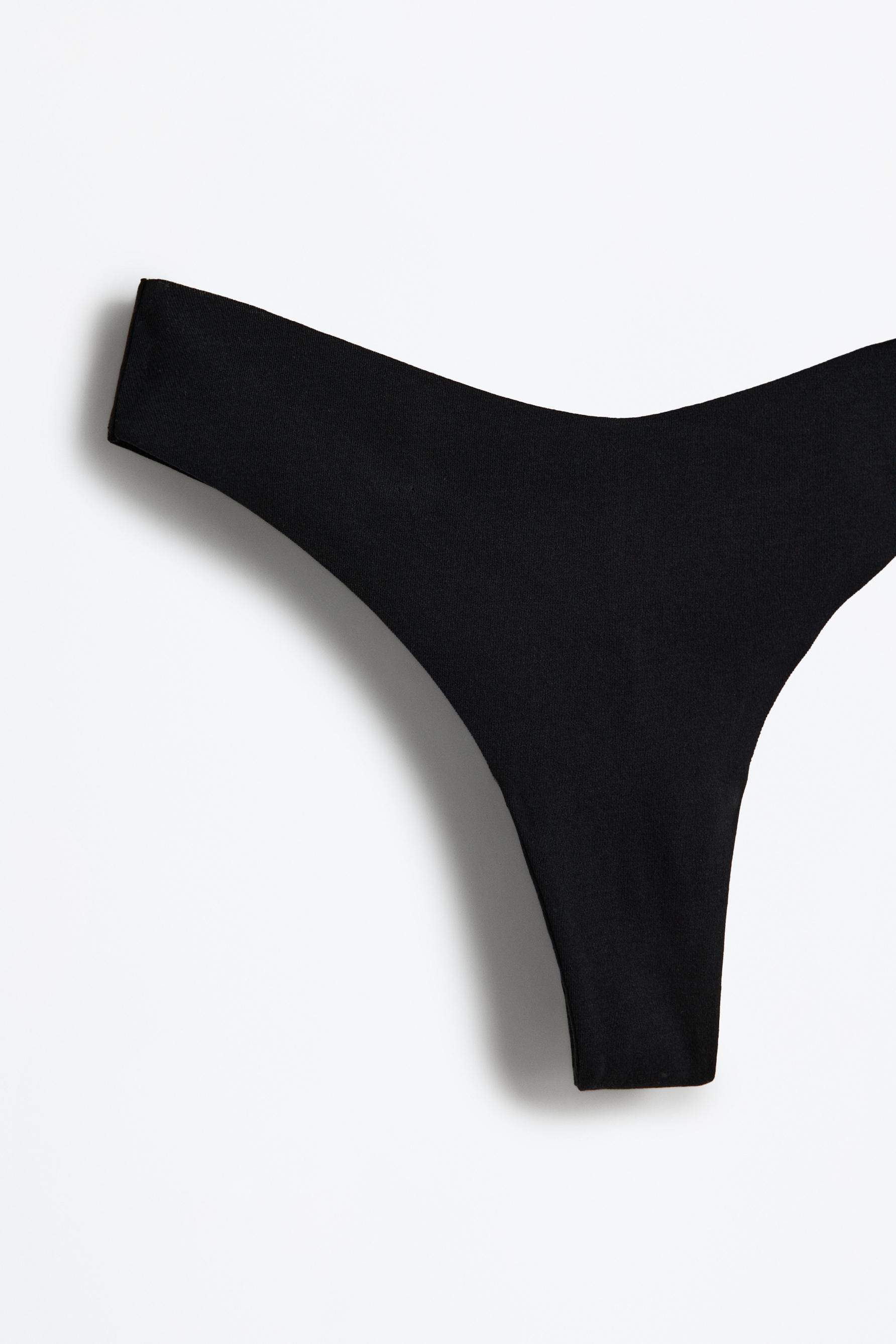 3-pack of cotton thongs — BLACK