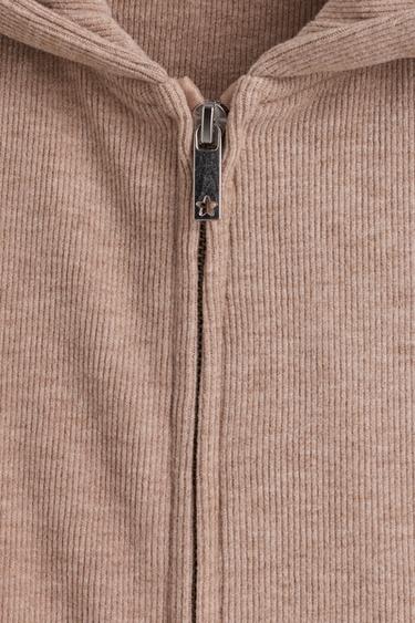 Shimmery bias cut zip hoodie — LIGHT CAMEL 4