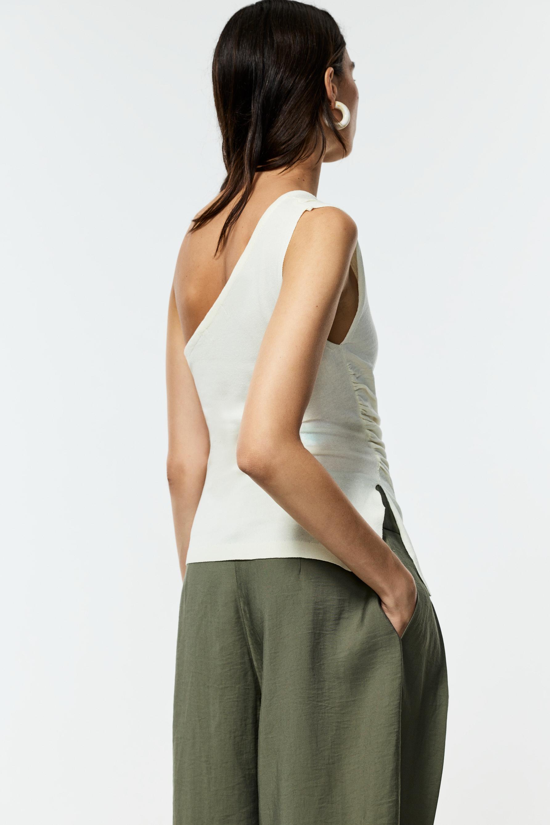 Asymmetric knit top — ECRU