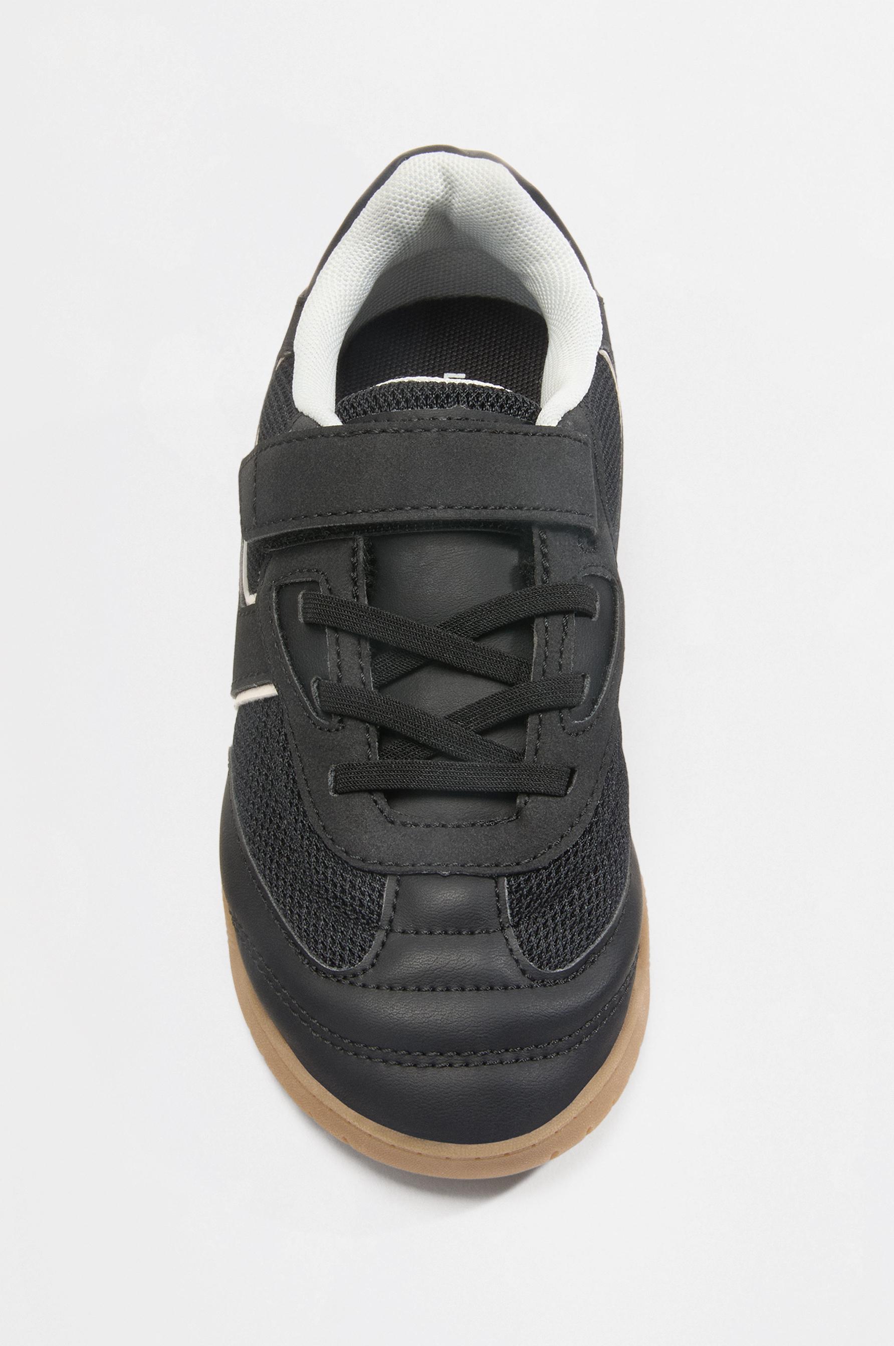 Mixed-finish sneakers — BLACK