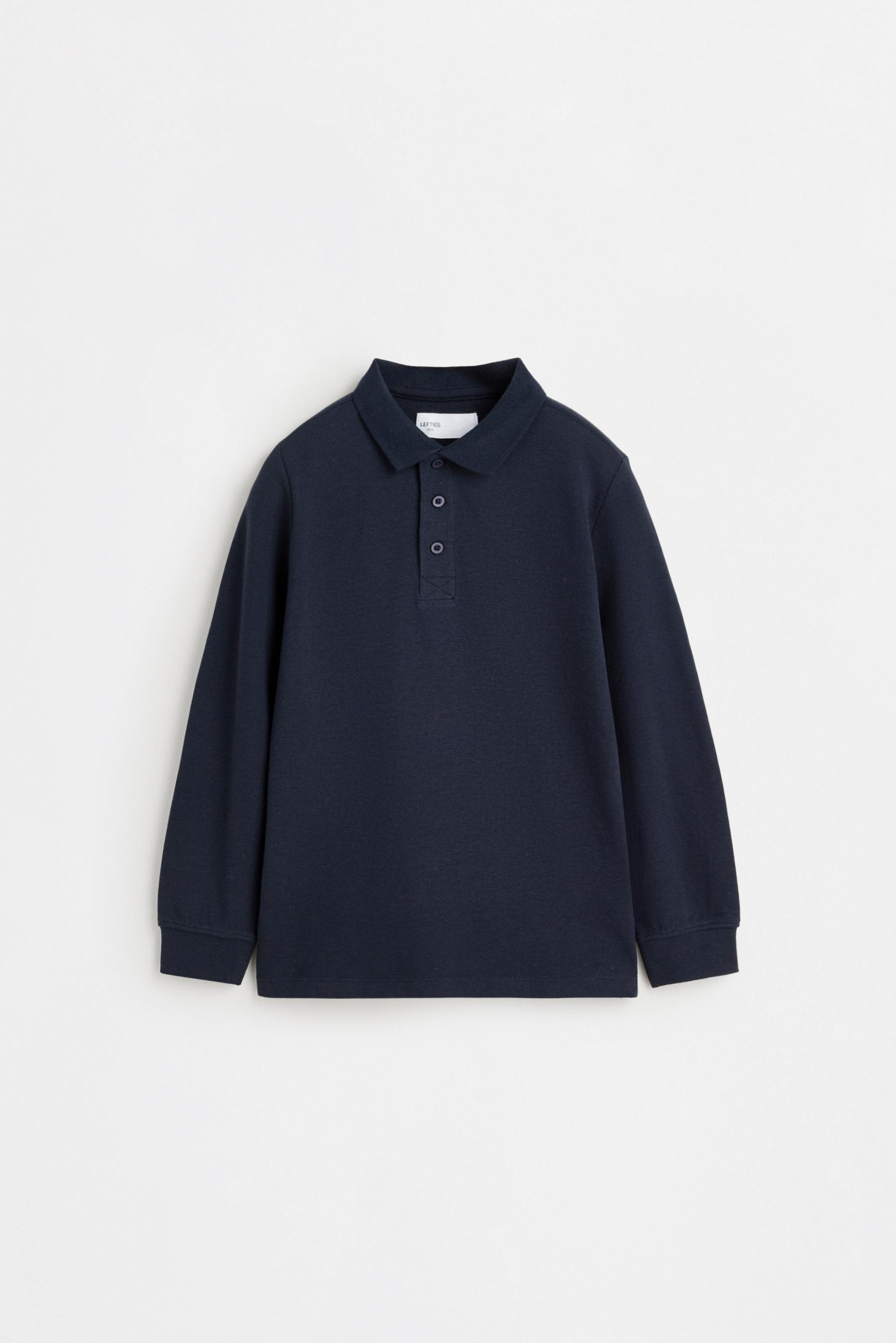 Basic long sleeve polo shirt — NAVY