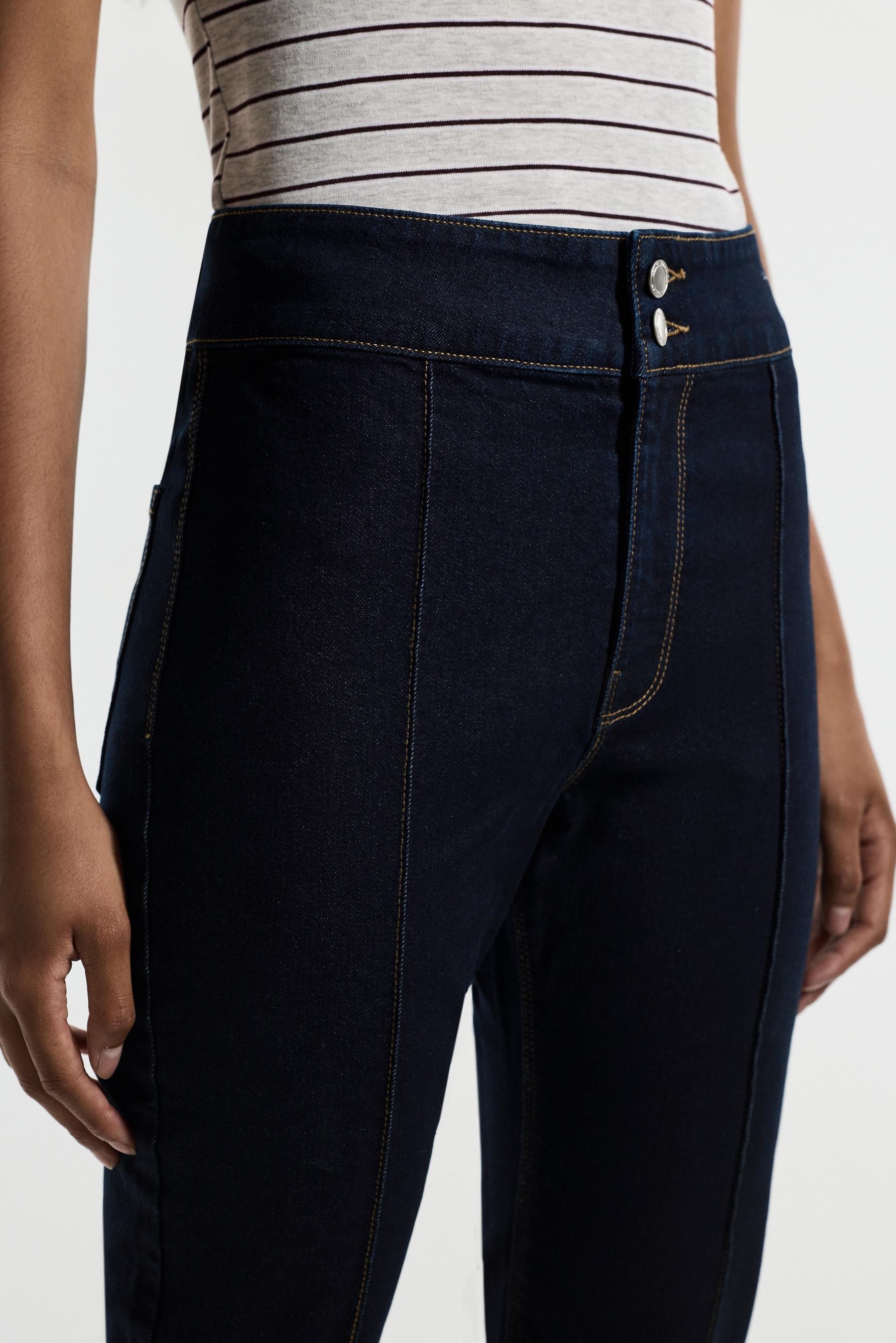 Contrast stitch capri jeans — NAVY