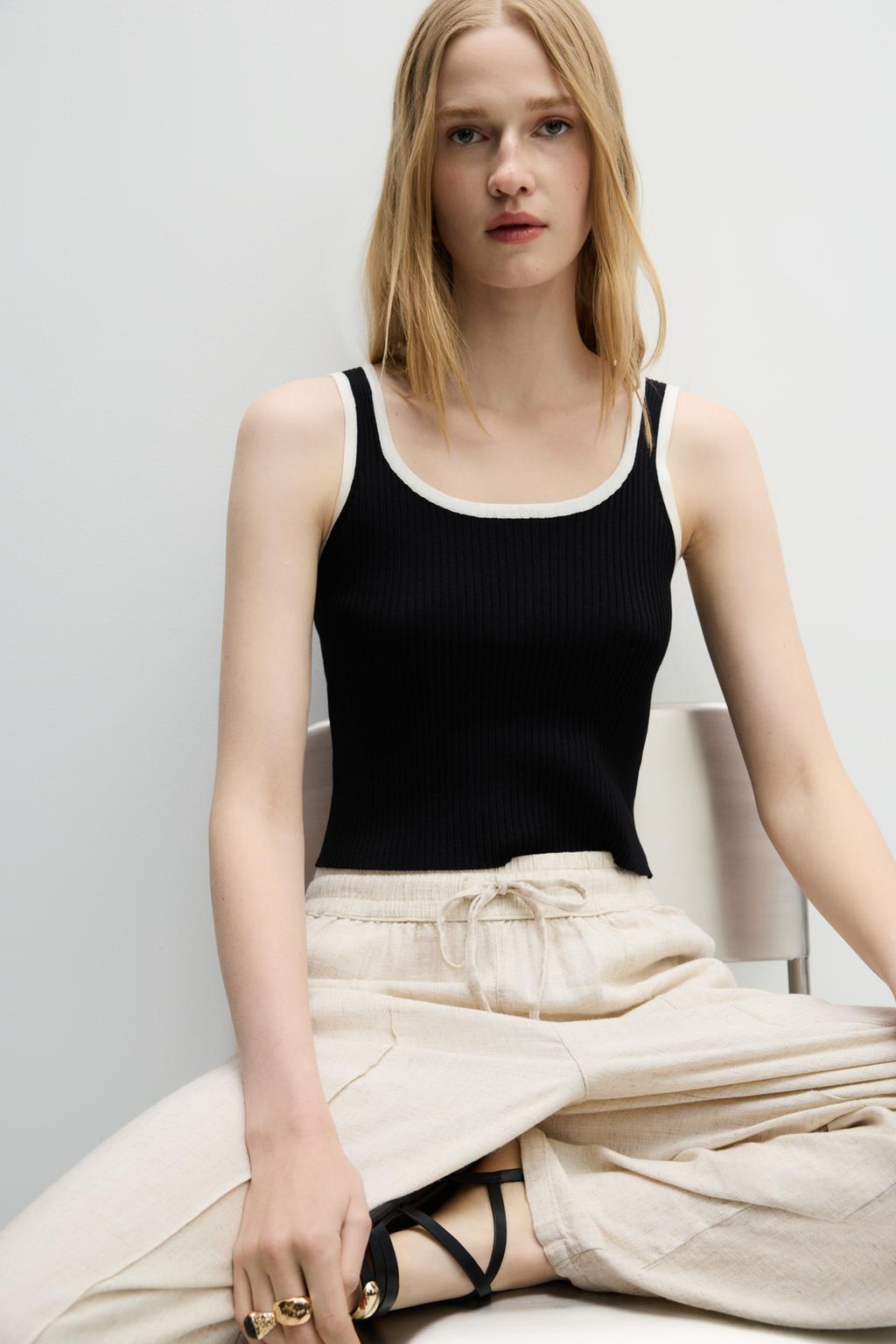 Contrast knit top