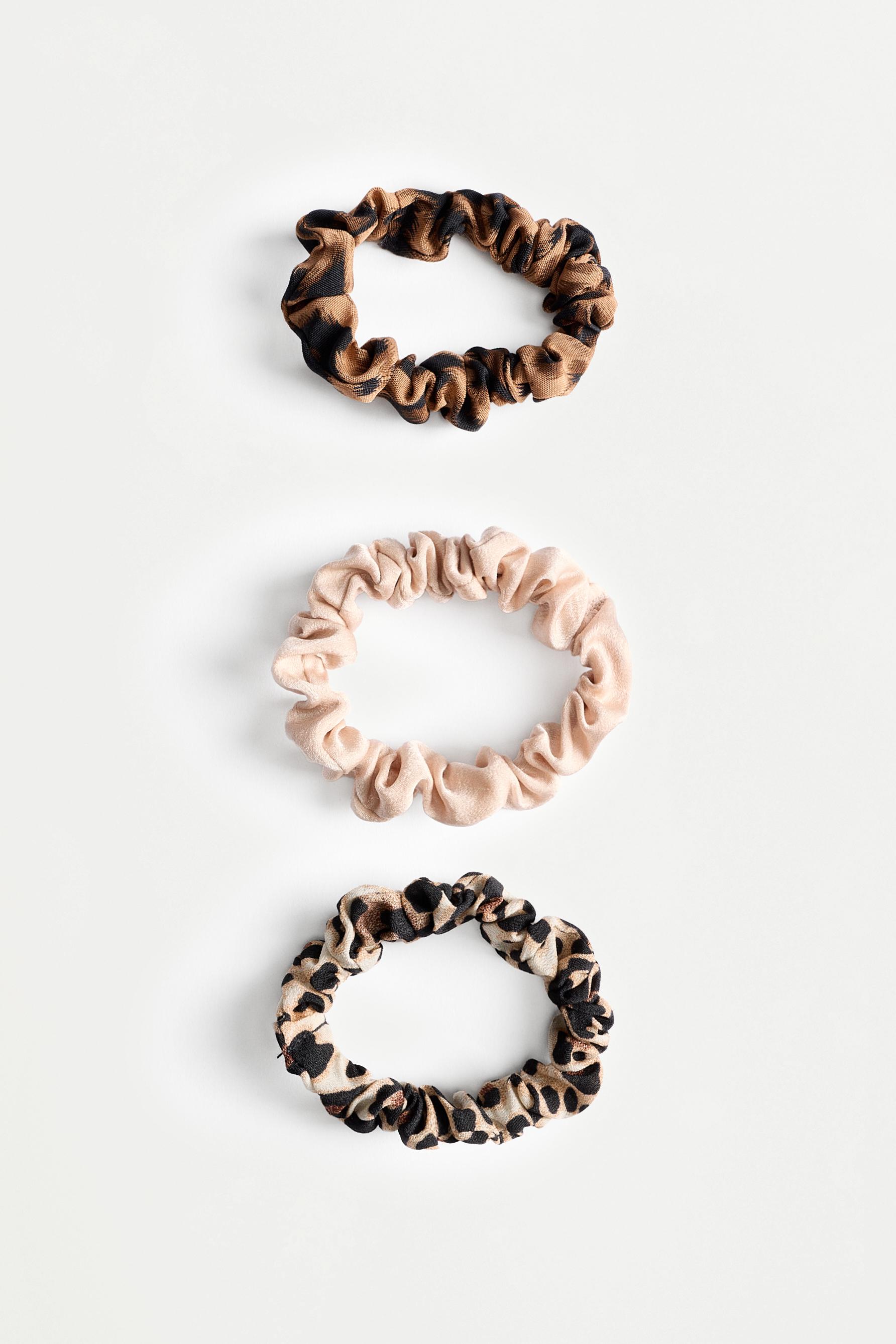 6-Pack of fine assorted scrunchies — LEOPARD PRINT