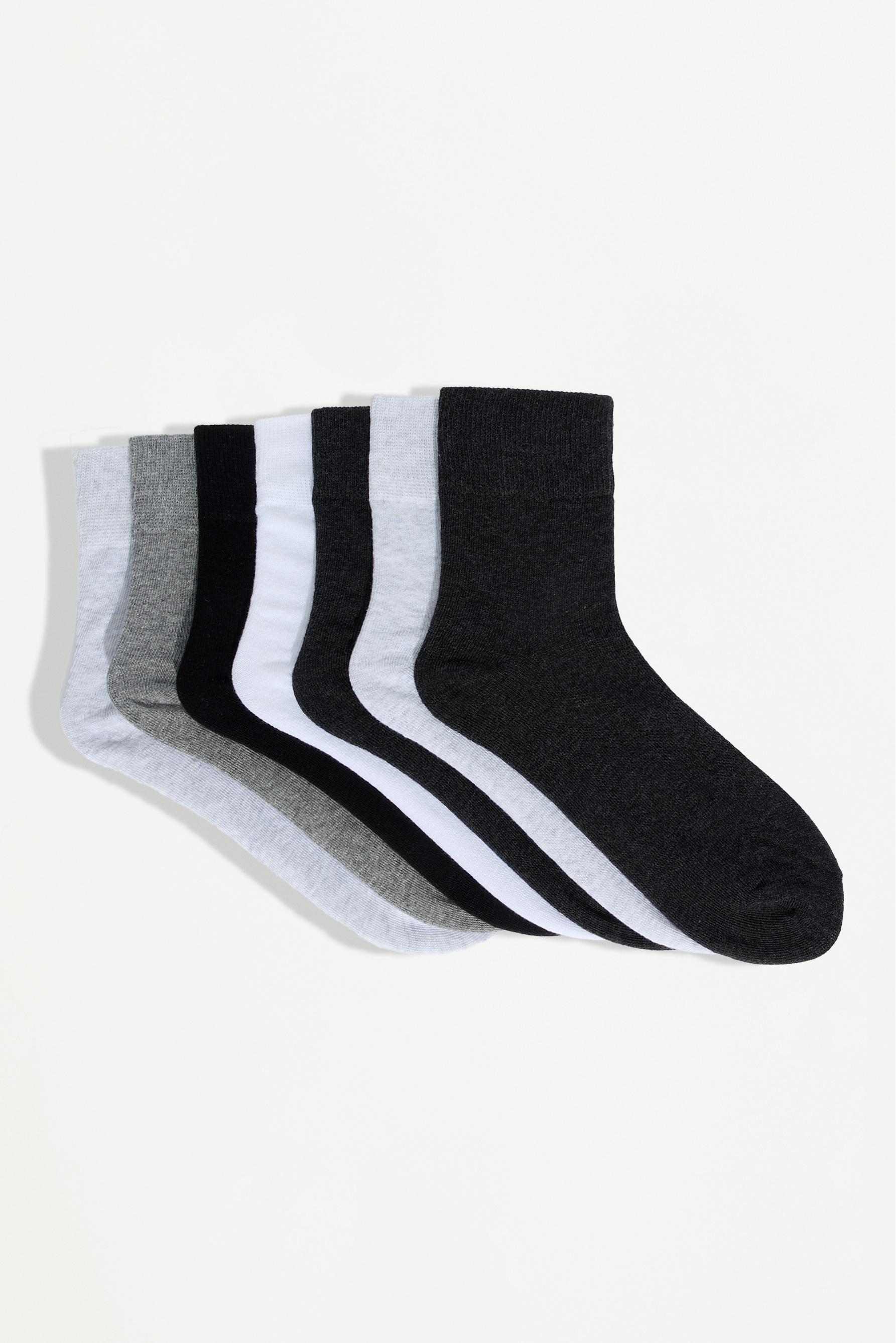 Plain ankle socks (Pack 7) — GREY TONES