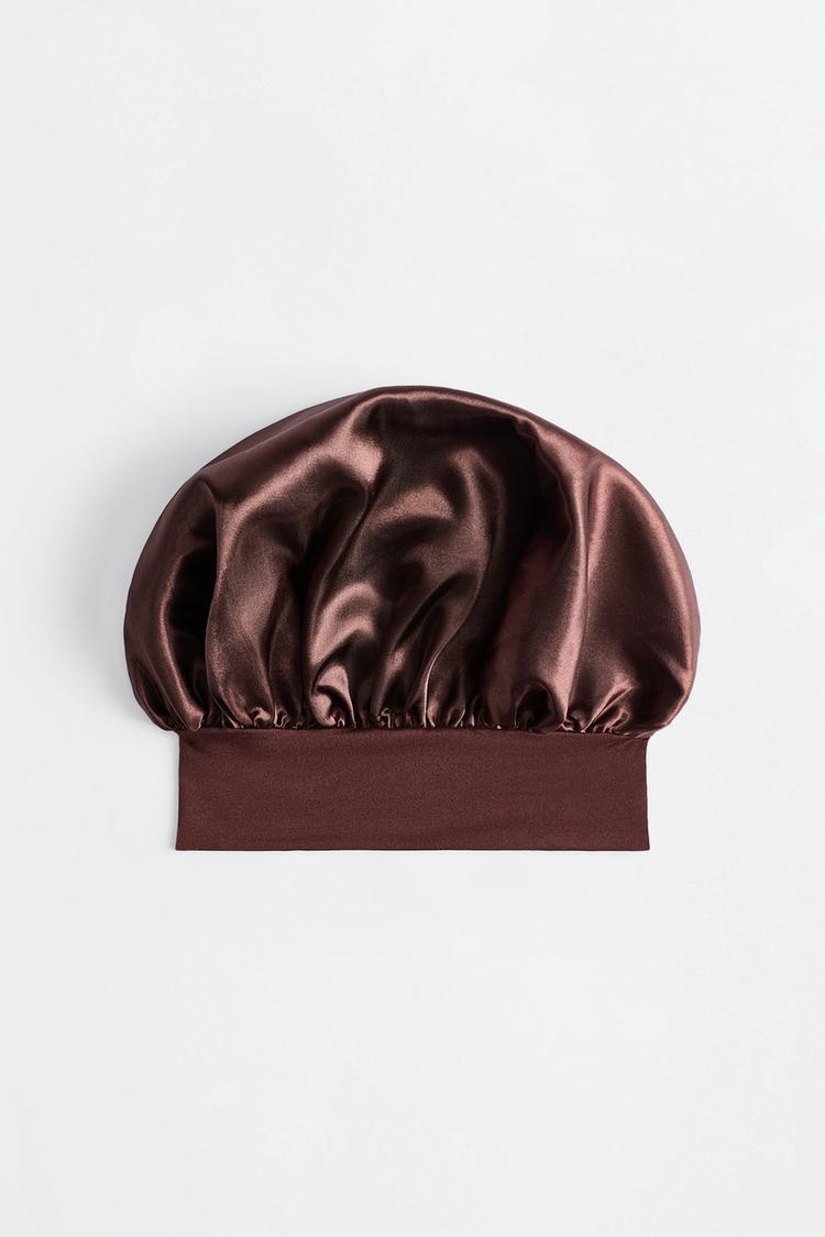 Satin sleep cap — BROWN