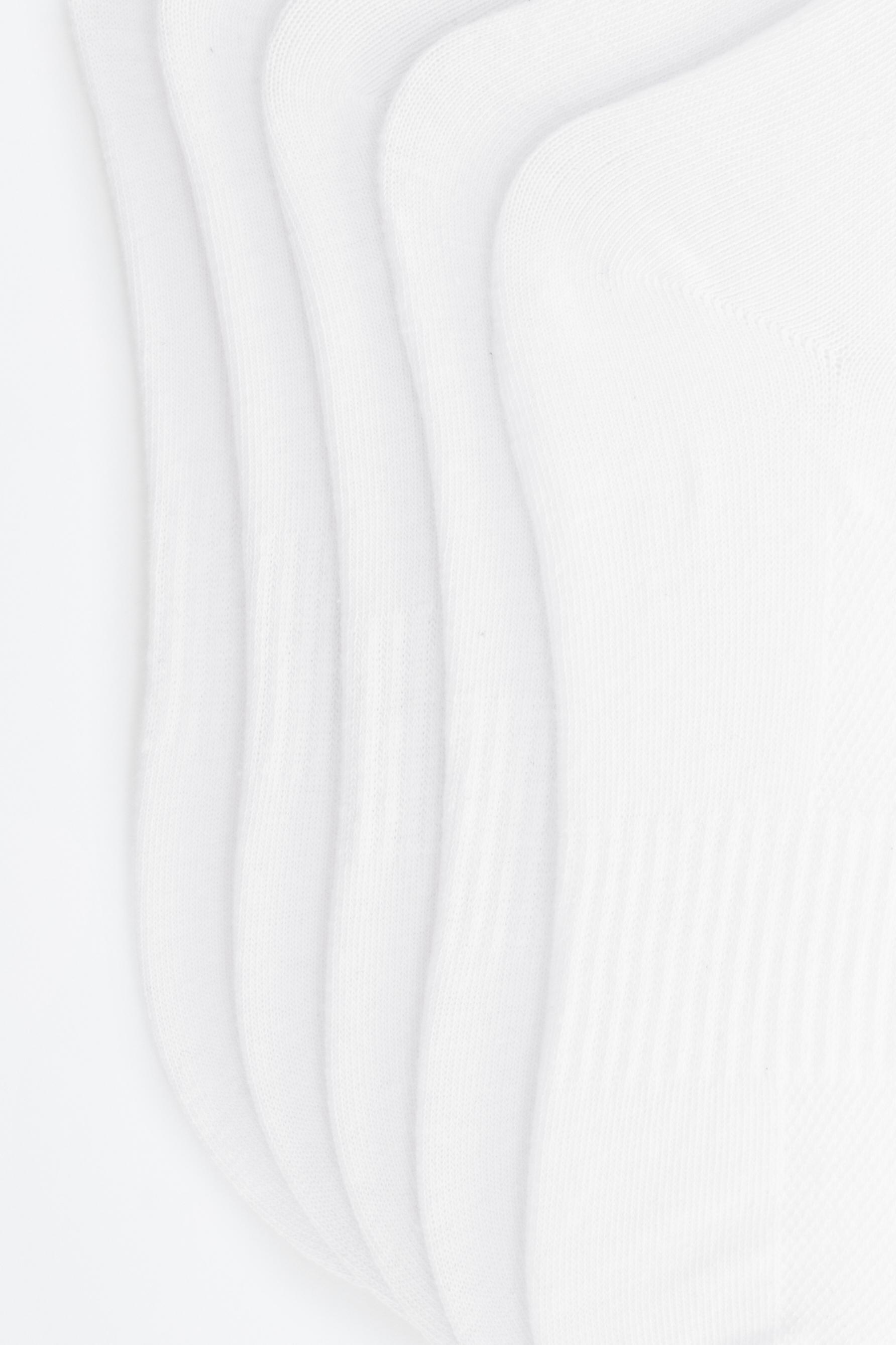 Long ribbed sports socks (Pack 5) — WHITE