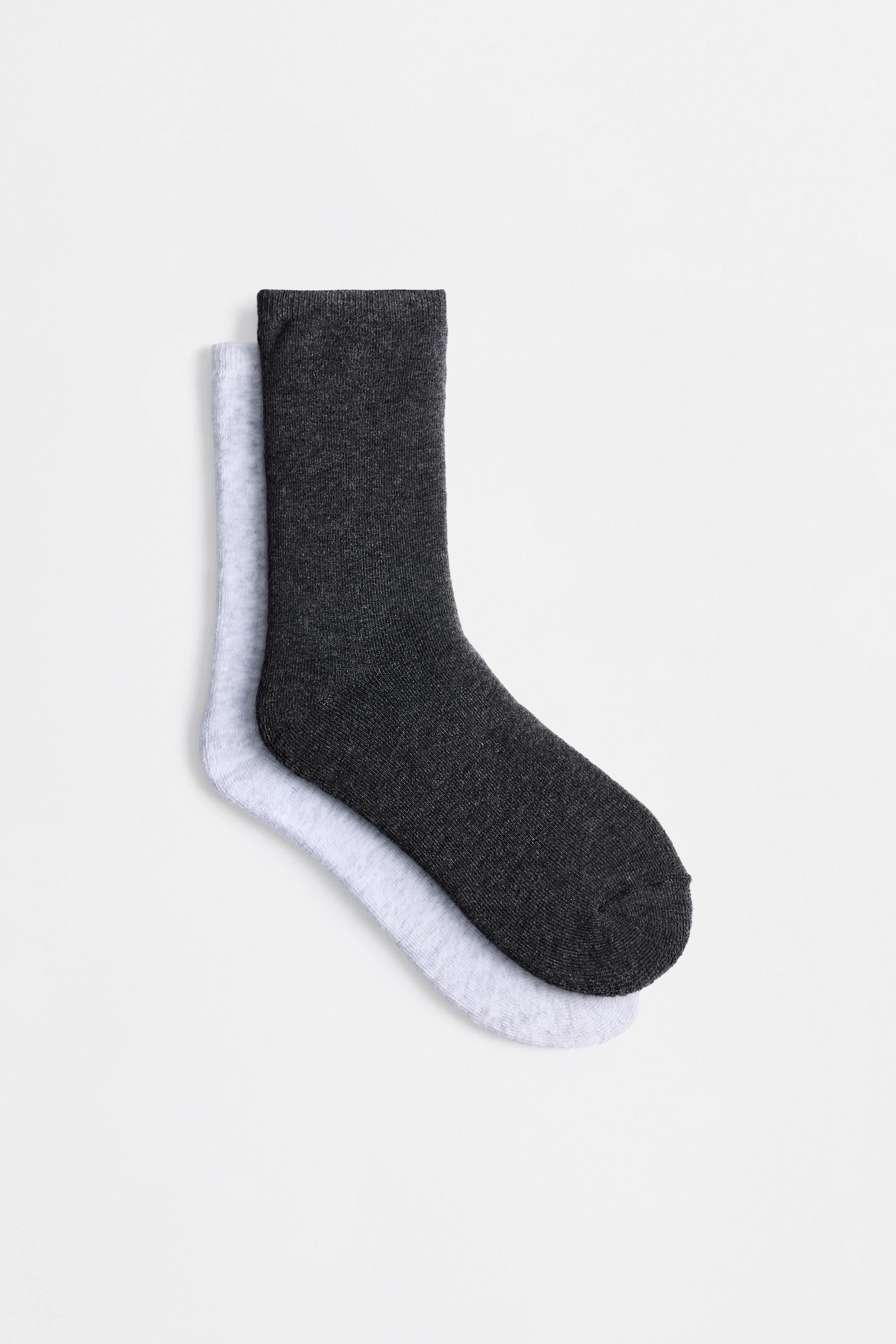 Plain long socks (Pack of 2) — GREY TONES