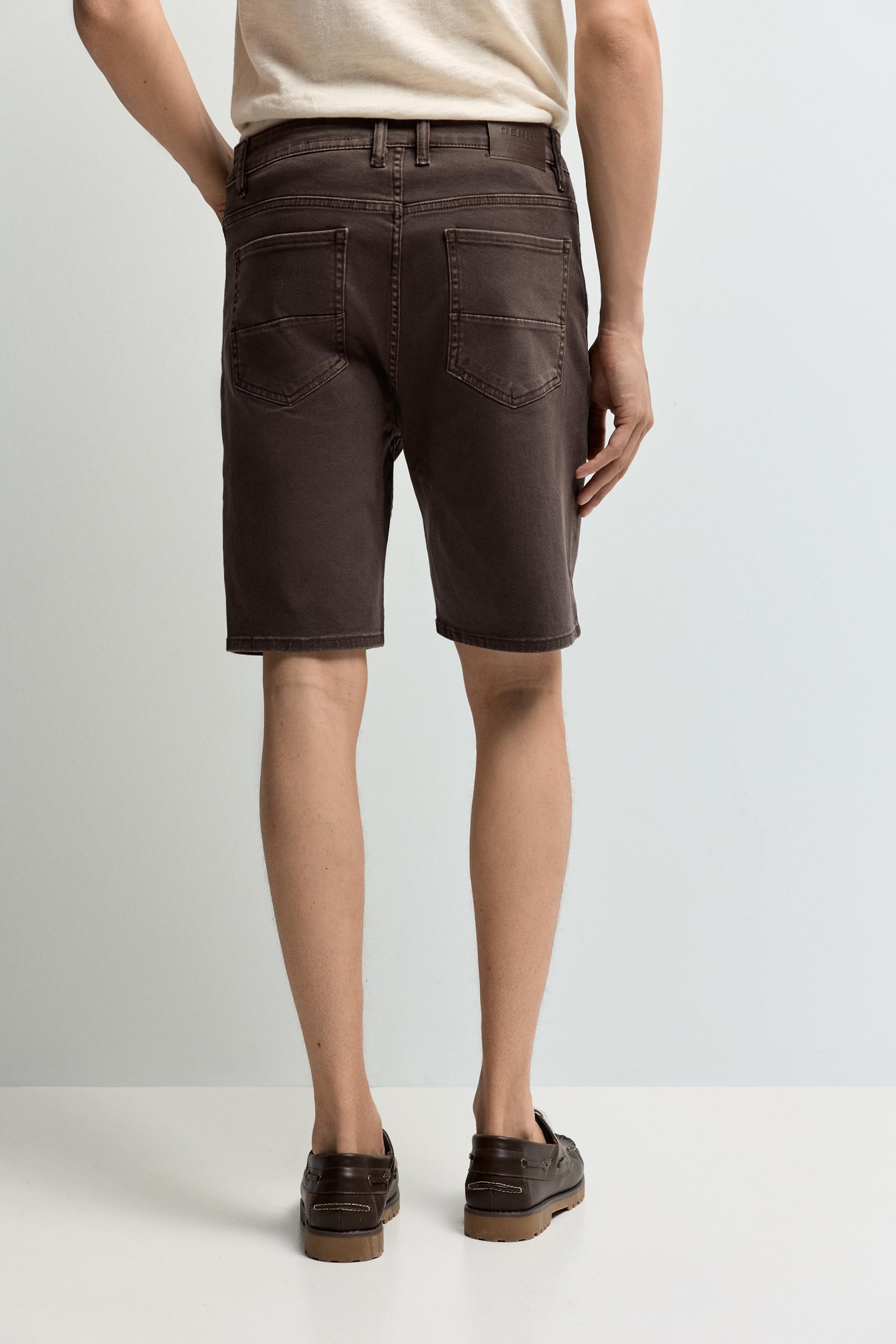 Slim denim Bermuda shorts — BROWN