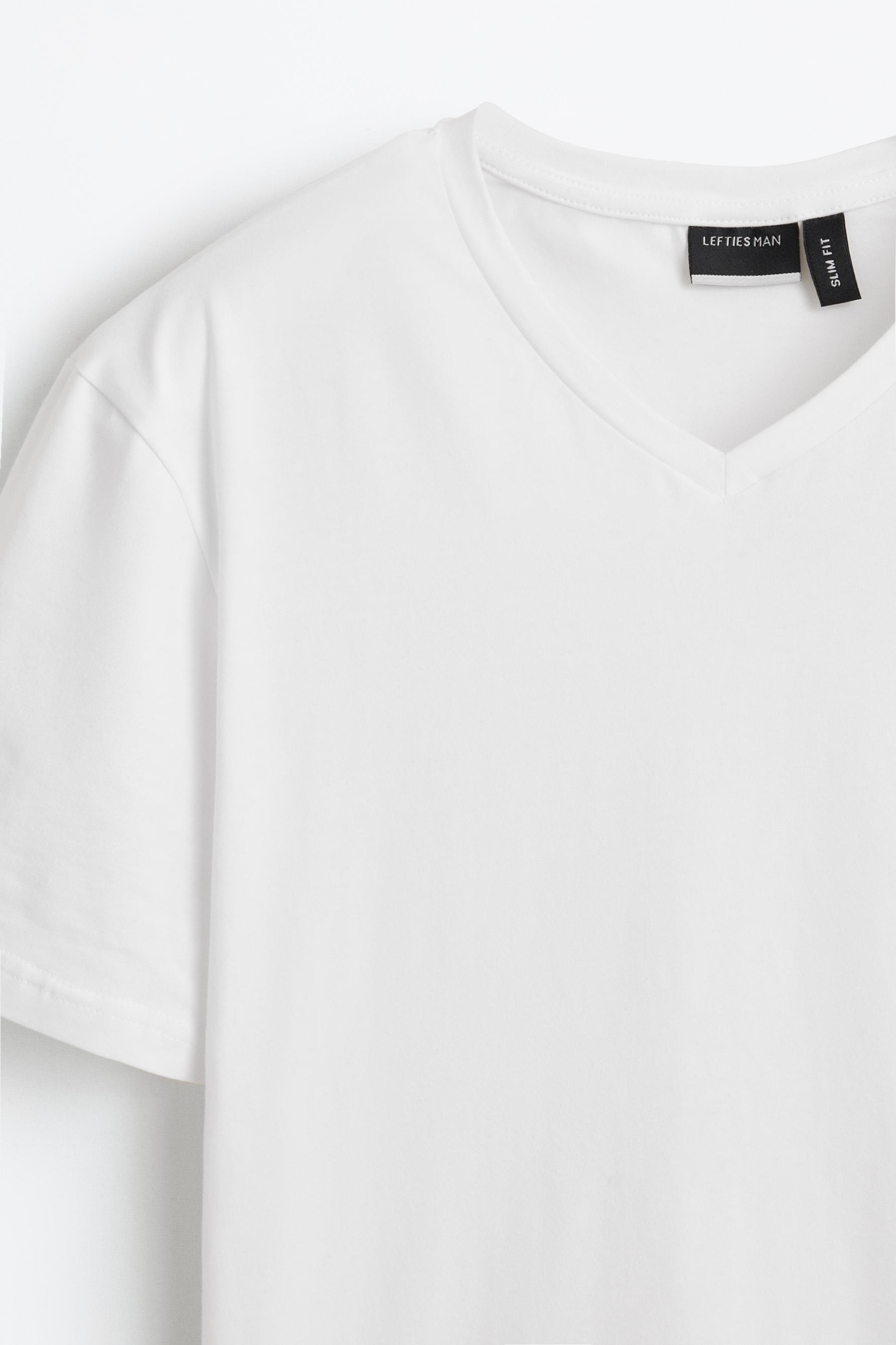 Slim fit V-neck T-shirt — WHITE
