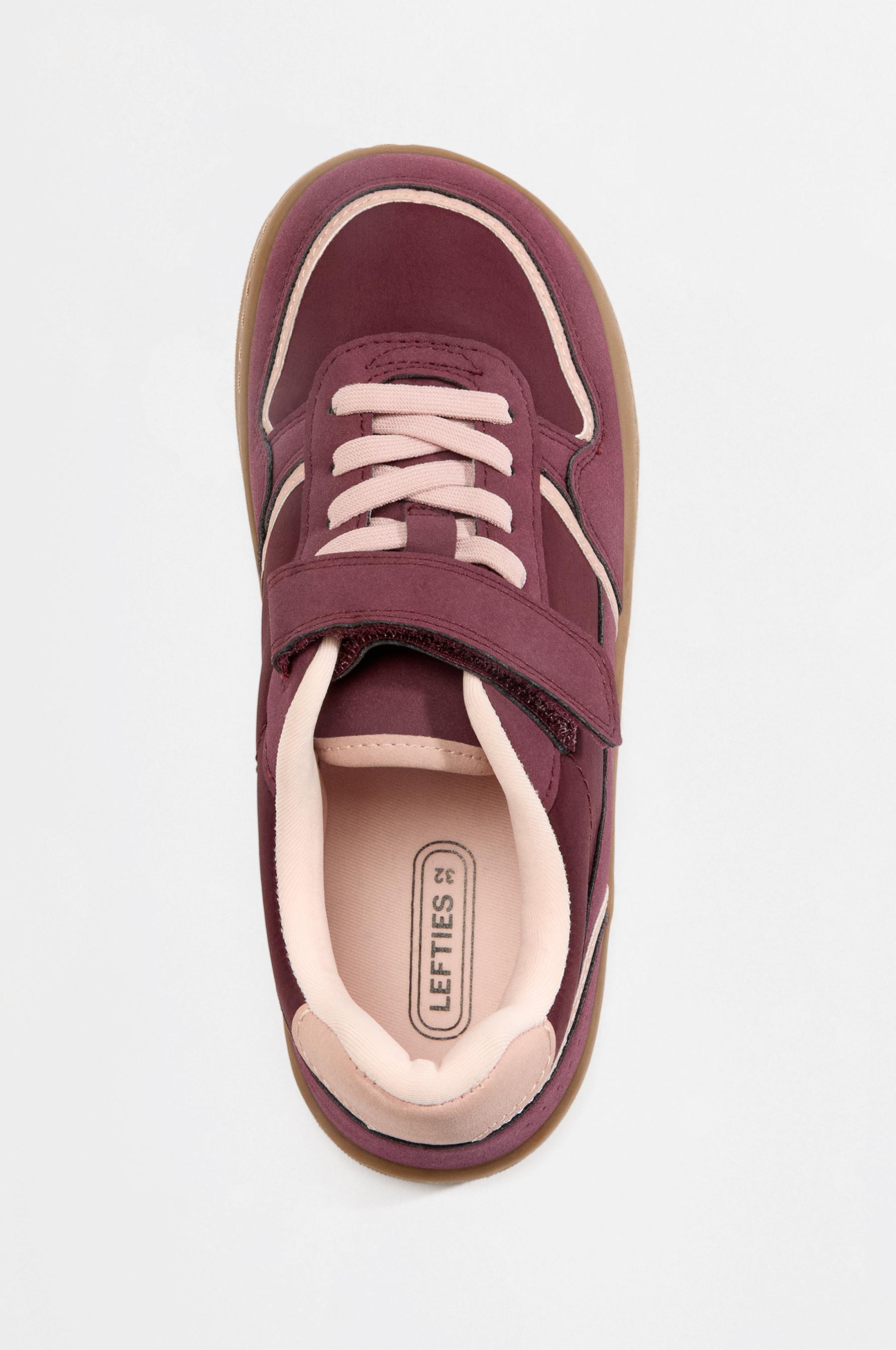 Barefoot Mixed-Material Sneakers — BURGUNDY