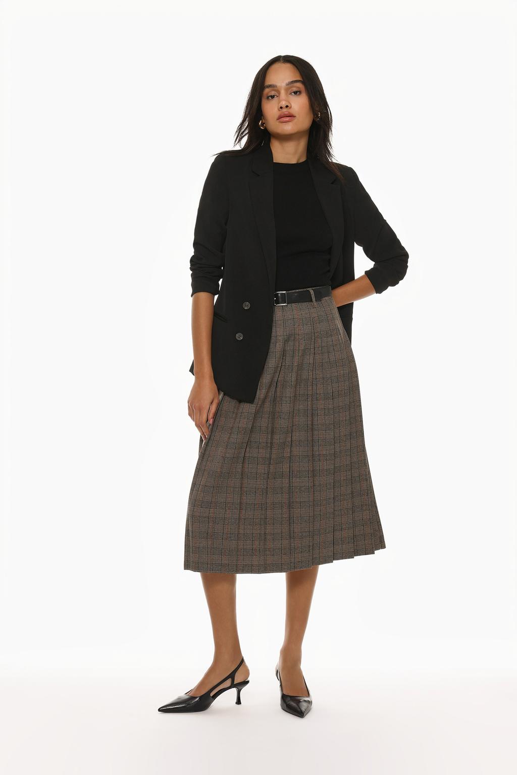 Midi skirt with box pleats