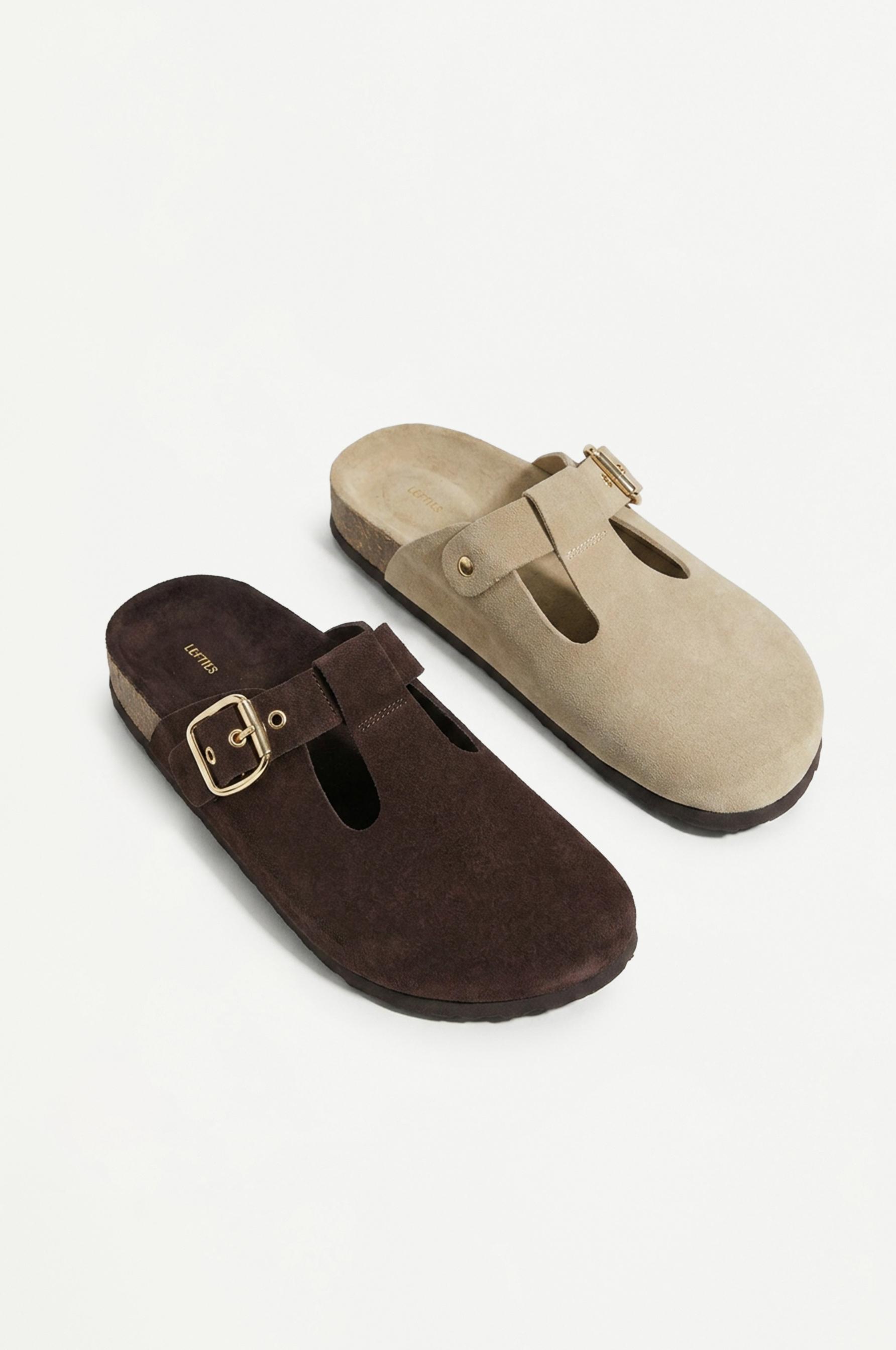 Faux suede clogs — BROWN