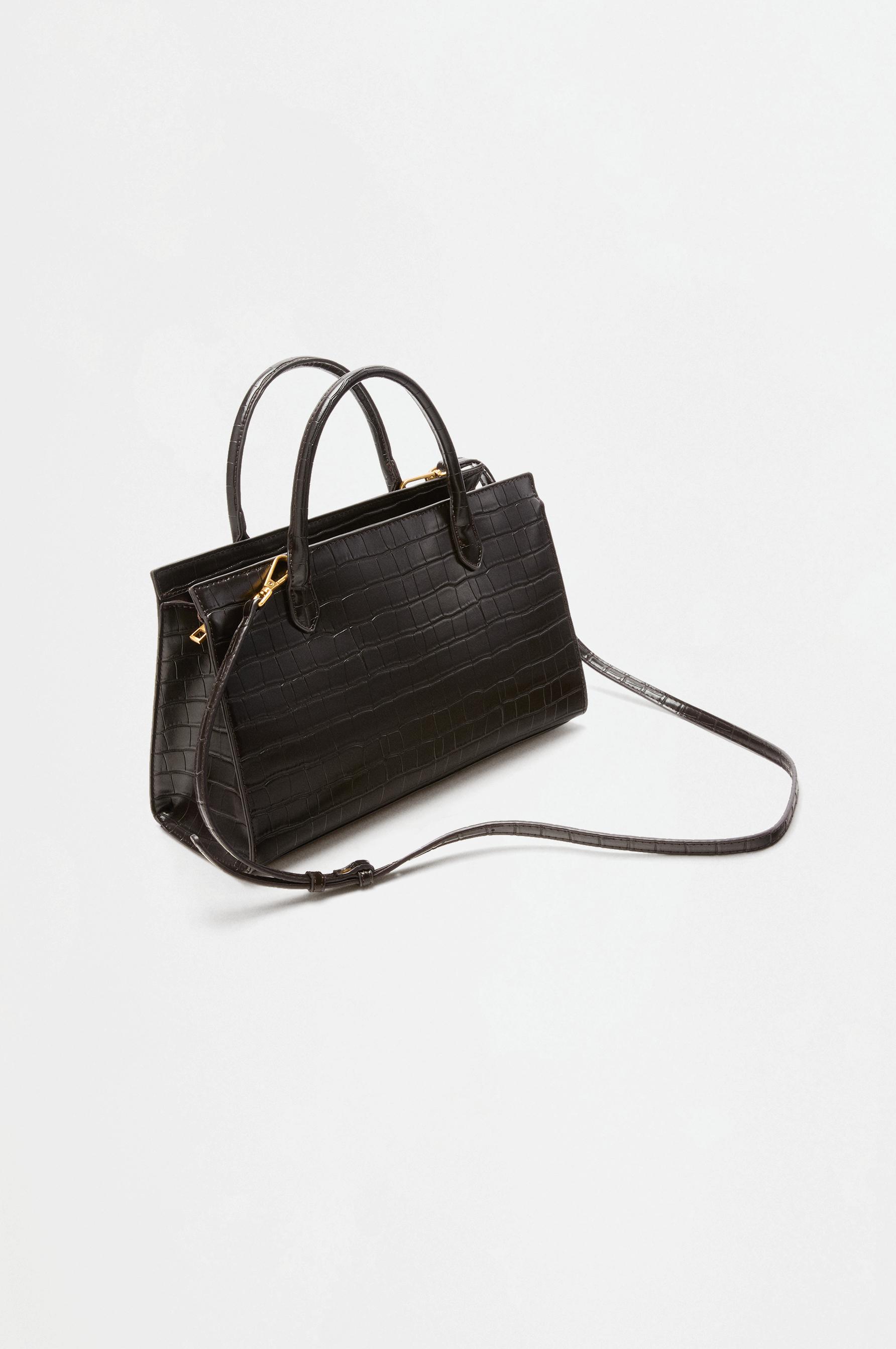 Croc-effect handbag — BROWN