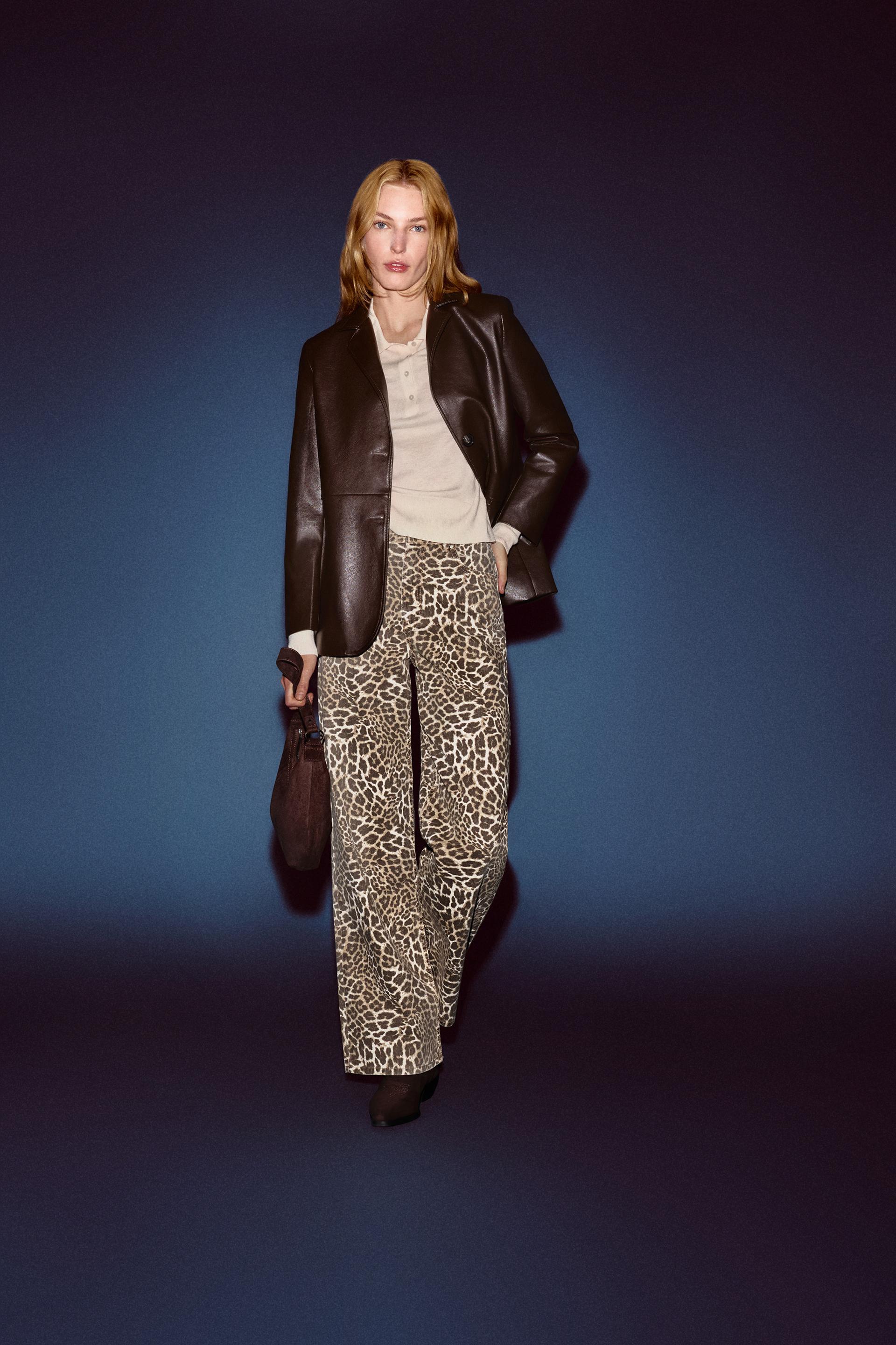 Jeans slim wide animal print