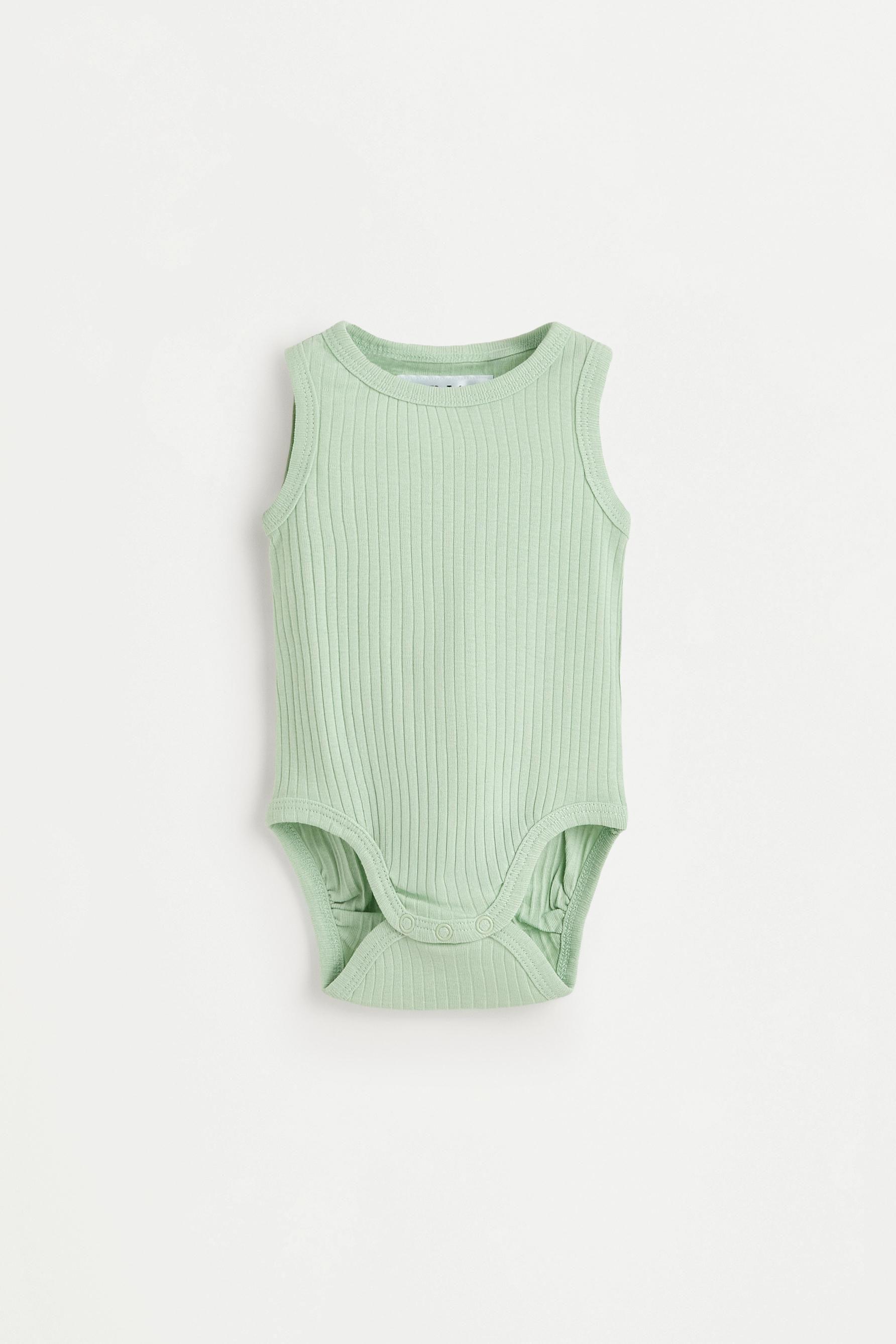 Pack of 2 ribbed sleeveless bodysuits — PALE GREEN