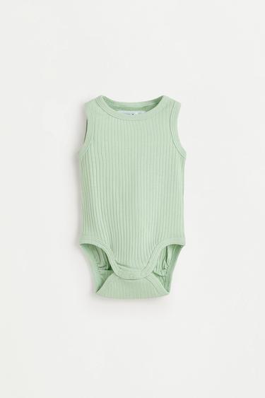 Pack of 2 ribbed sleeveless bodysuits — PALE GREEN 2
