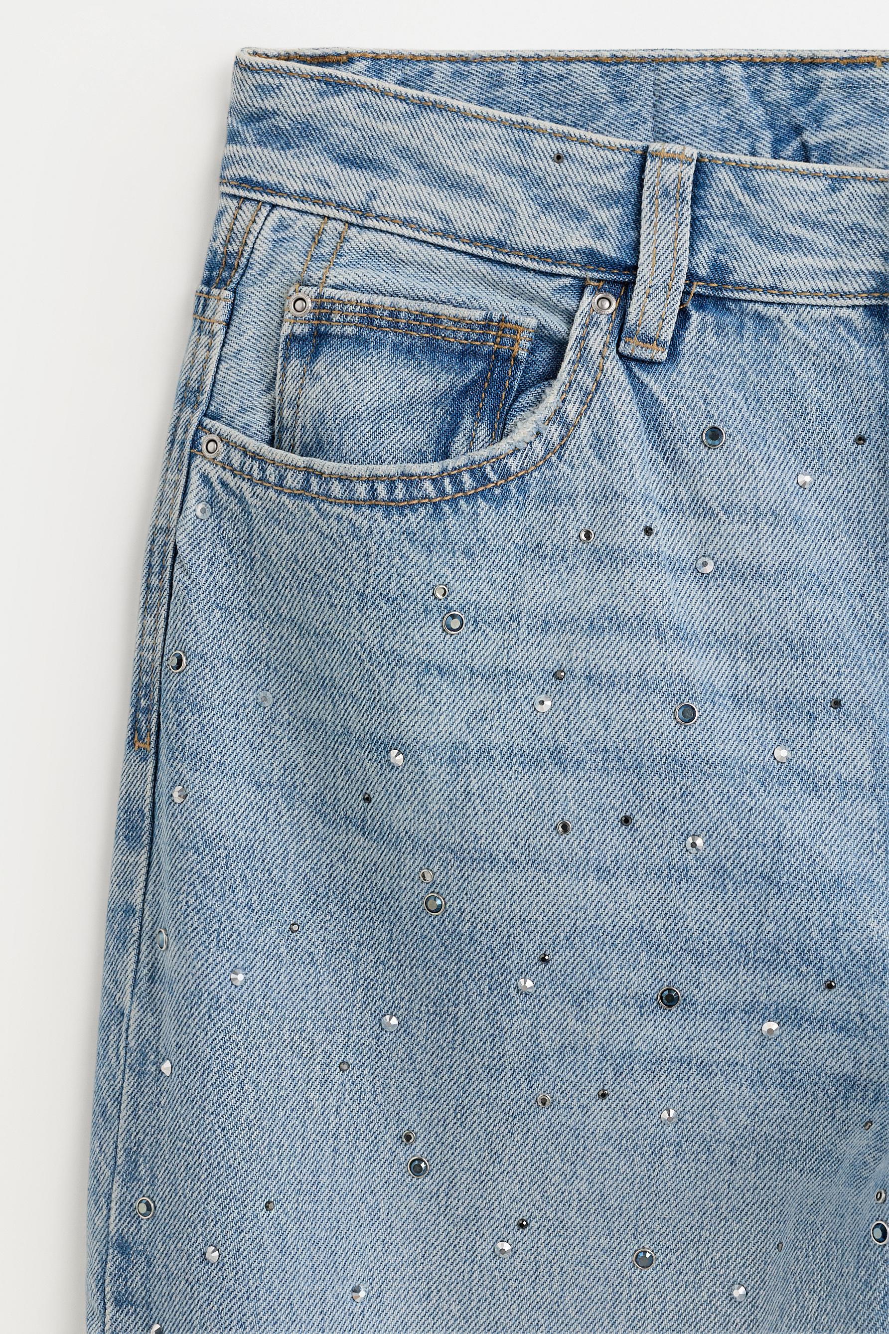 Wide-leg rhinestone jeans — INDIGO