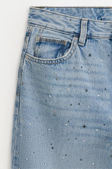 Wide-leg rhinestone jeans — INDIGO 7