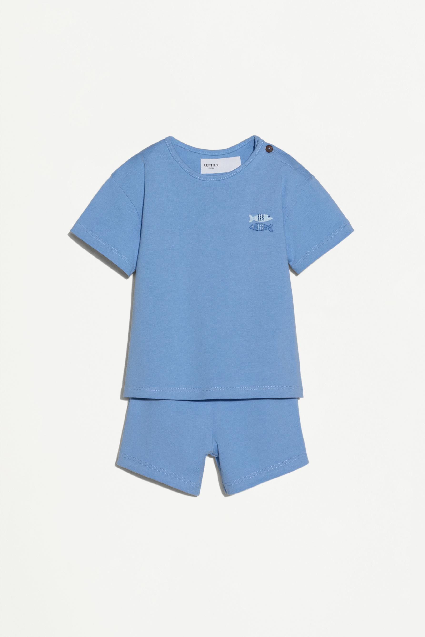 Heavy jersey T-shirt and Bermuda shorts set — INDIGO