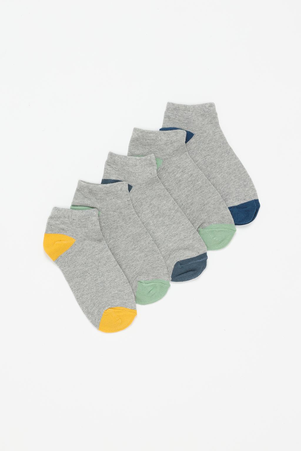 Pack of 5 pairs of coloured ankle socks