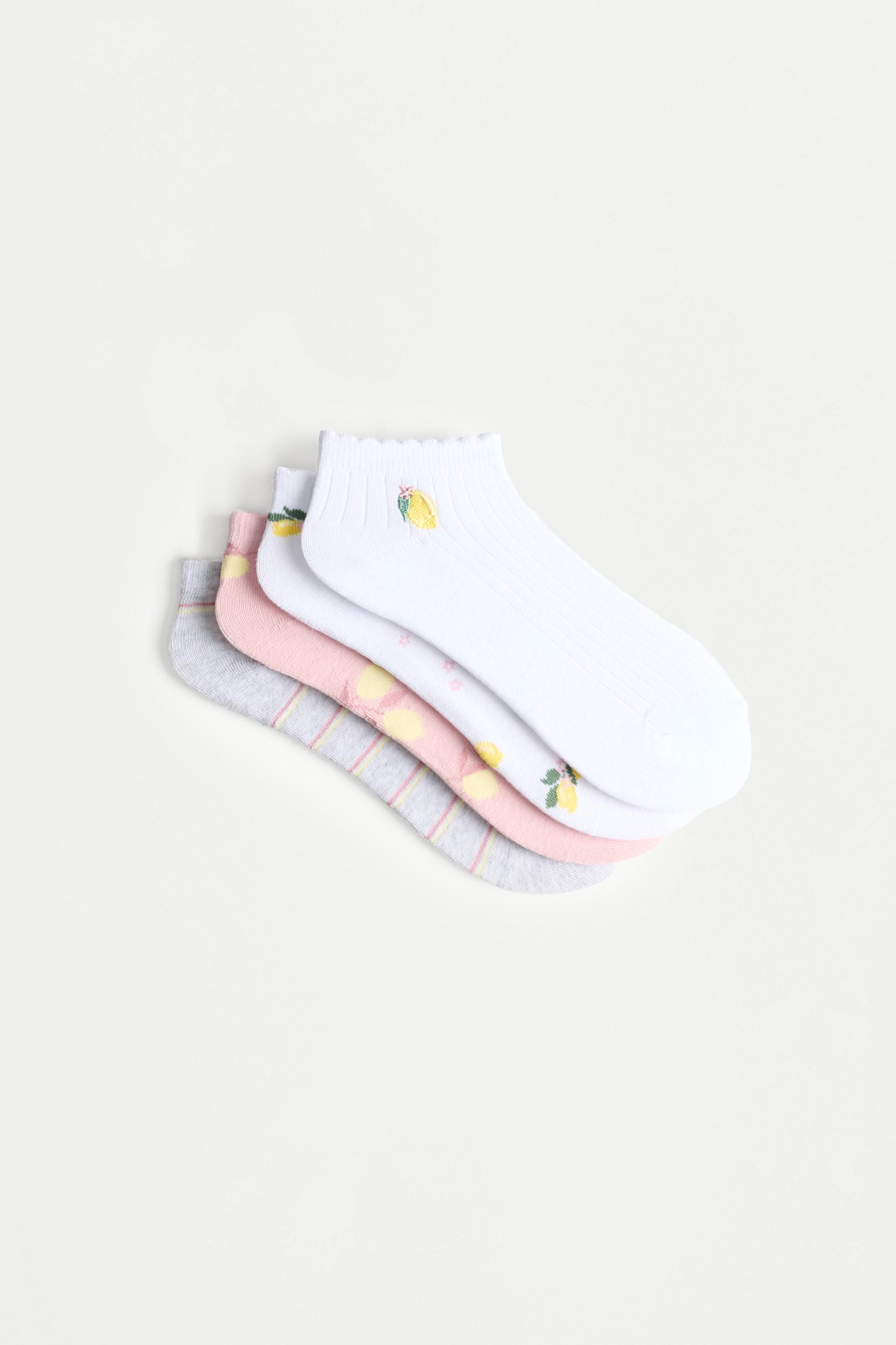 4-pack of ankle socks — PINKISH WHITE