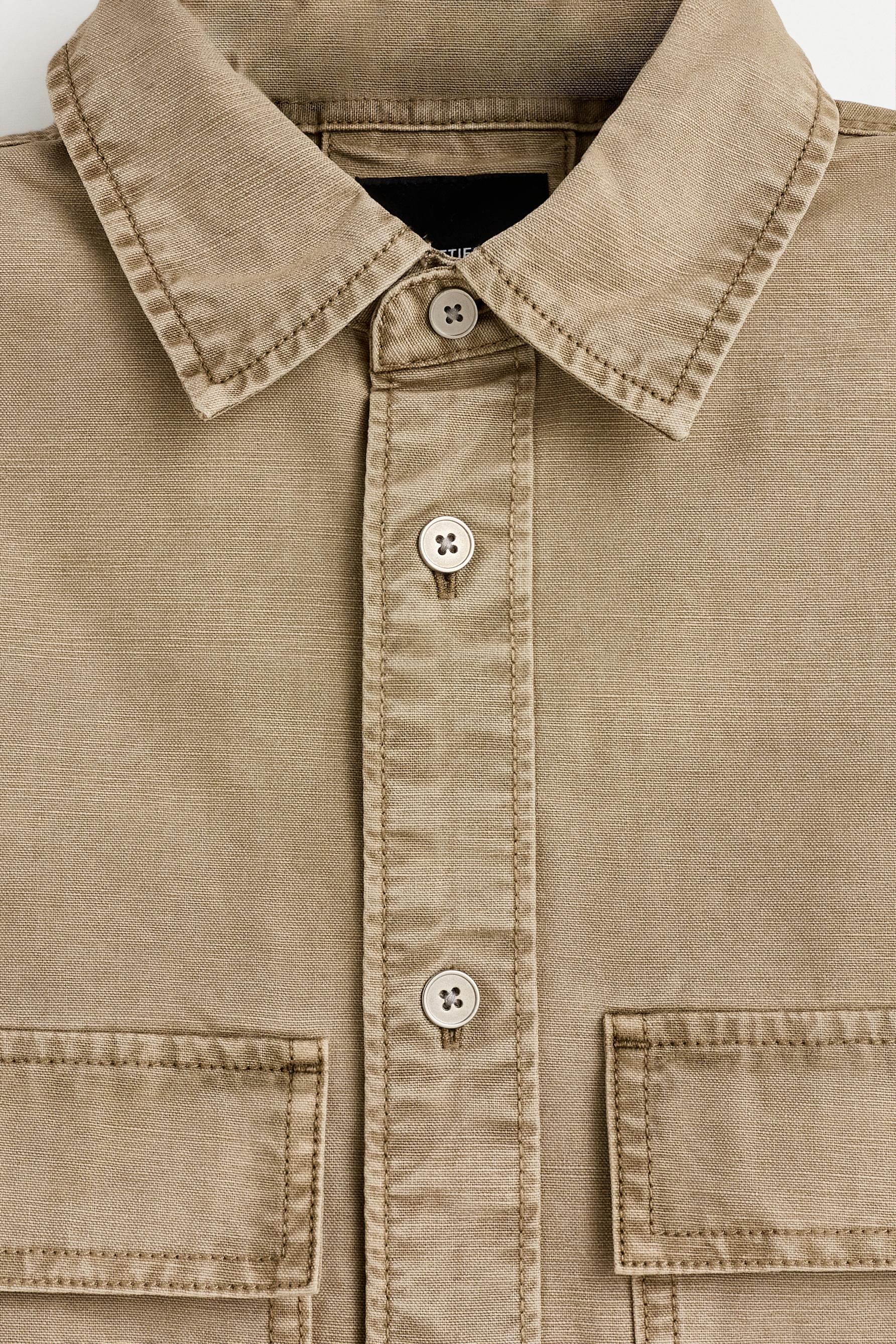 Denim shirt with pockets — PALE OCHRE