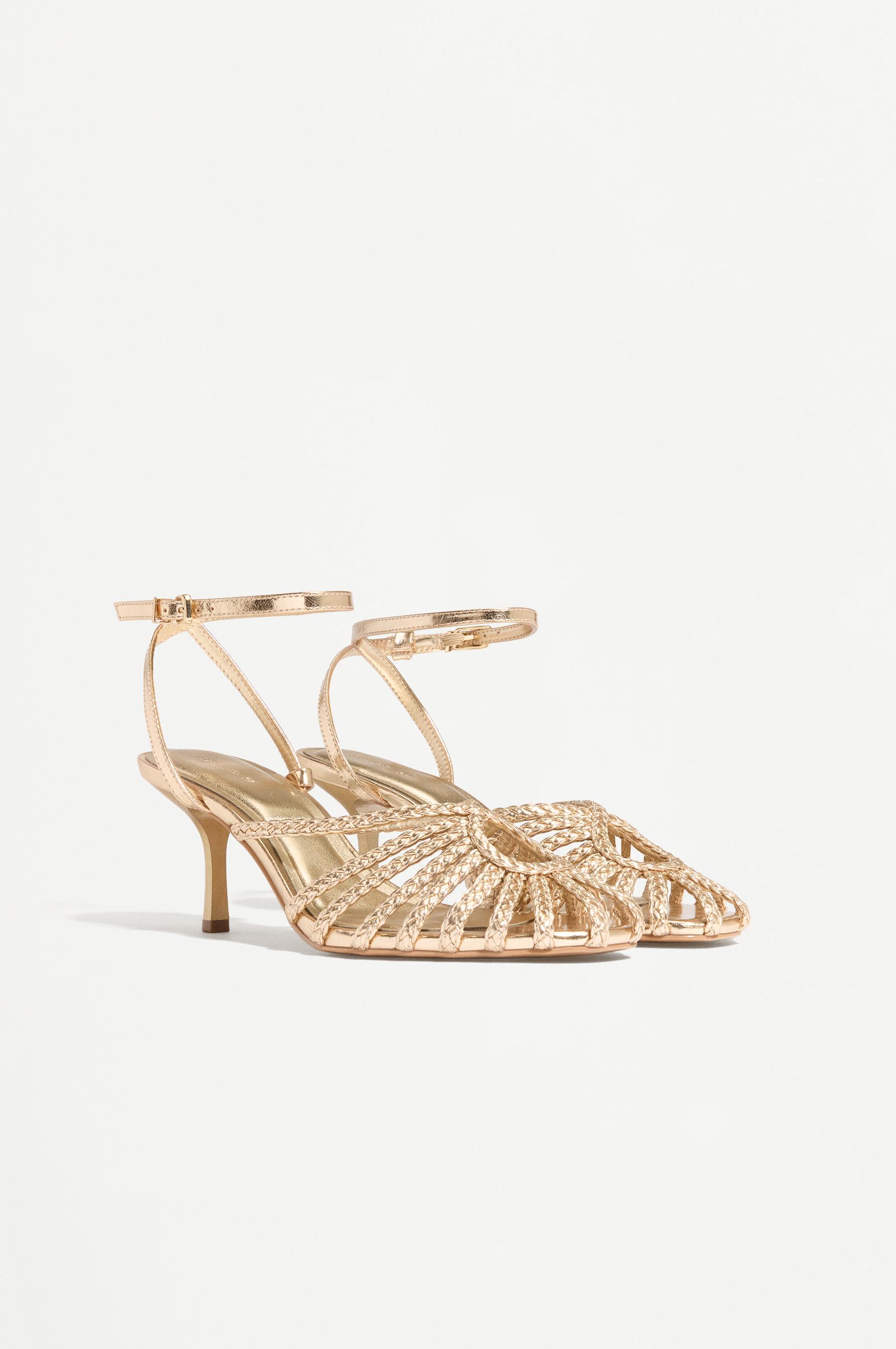 Heeled cage sandals — GOLD