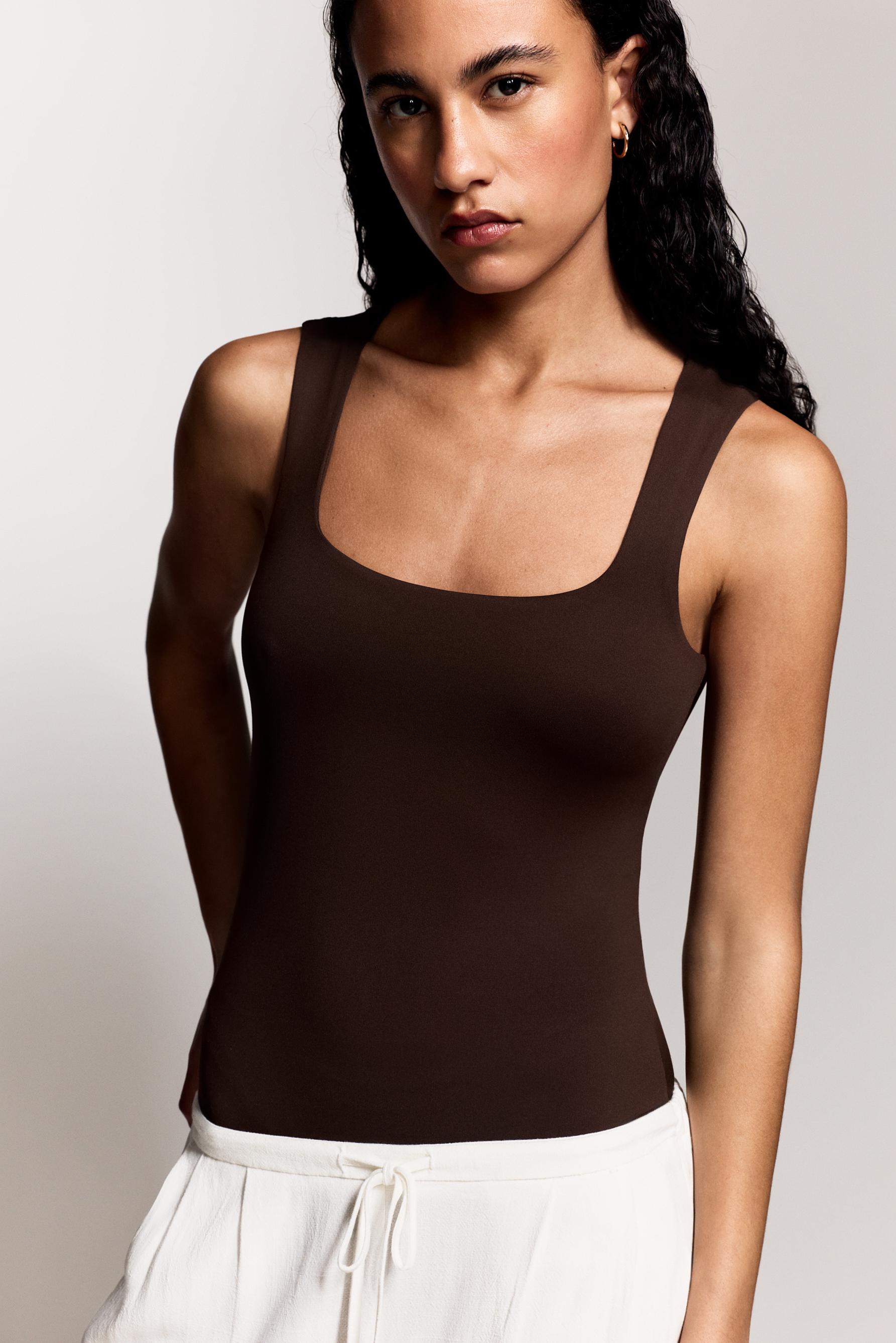 Polyamide strap bodysuit — BROWN